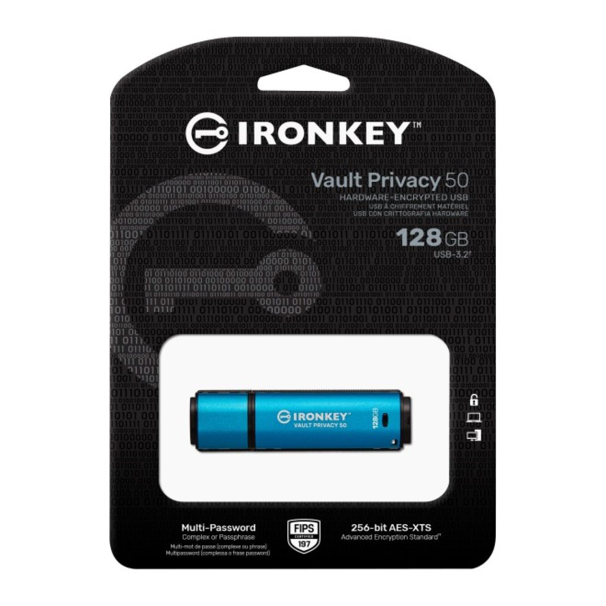 USB флеш накопитель Kingston 128GB IronKey Vault Privacy 50 Blue USB 3.2 (IKVP50/128GB) 98_98.jpg - фото 4