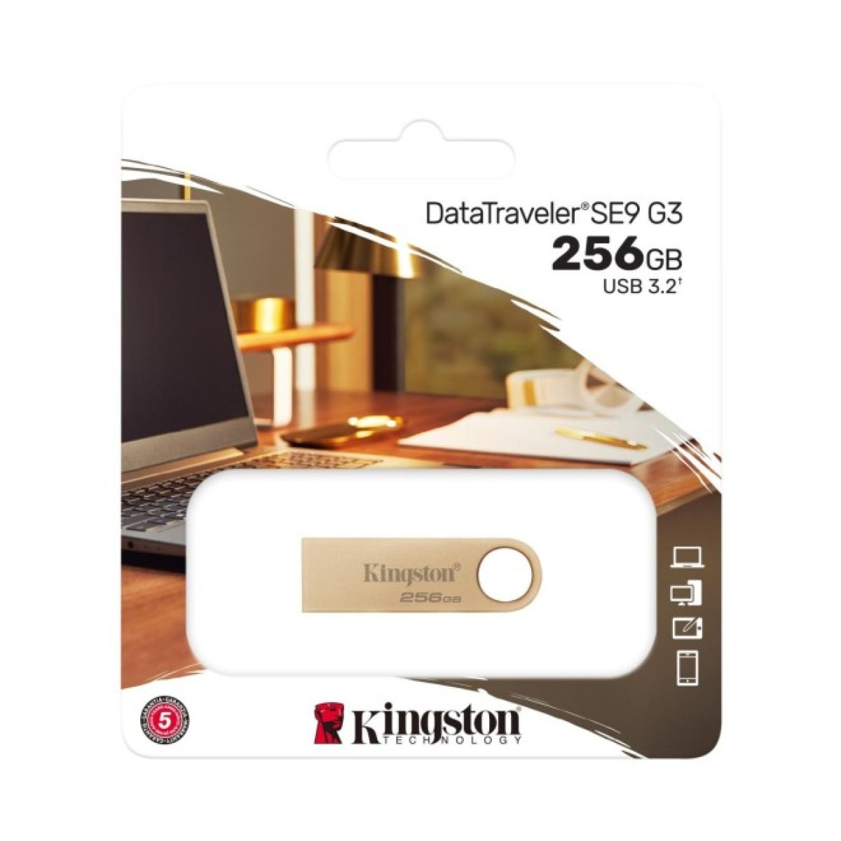 USB флеш накопитель Kingston 256GB DataTraveler SE9 G3 Gold USB 3.2 (DTSE9G3/256GB) 98_98.jpg - фото 5