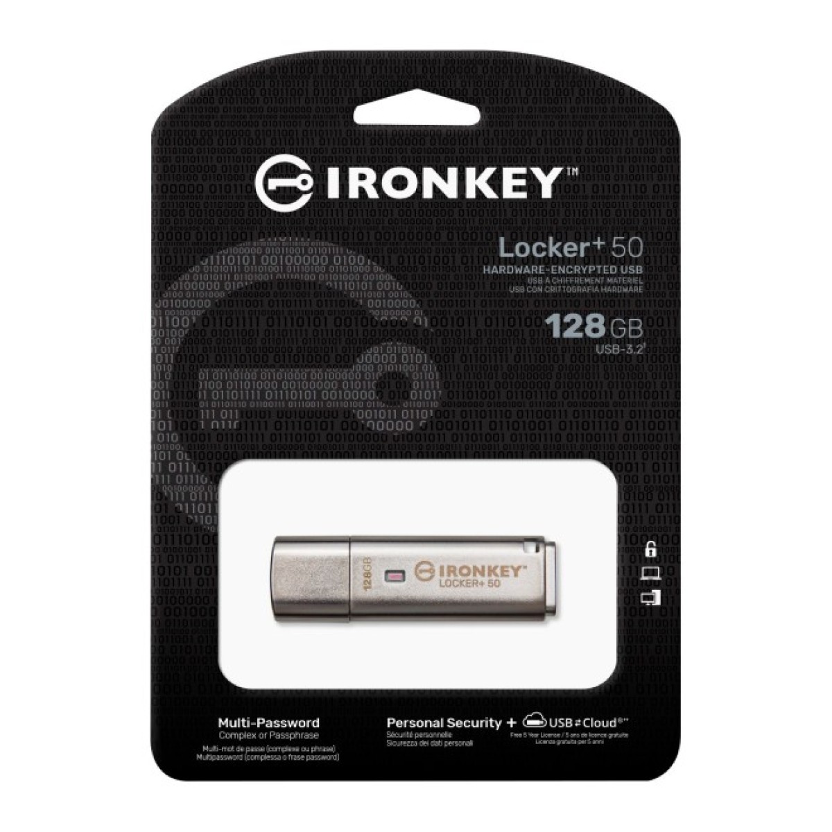 USB флеш накопичувач Kingston 128GB IronKey Locker Plus 50 AES Encrypted USB 3.2 (IKLP50/128GB) 98_98.jpg - фото 5