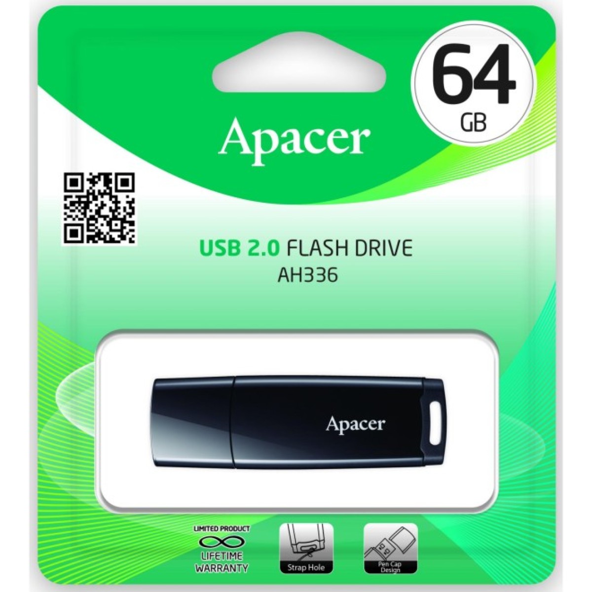 USB флеш накопитель Apacer 64GB AH336 Black USB 2.0 (AP64GAH336B-1) 98_98.jpg - фото 5