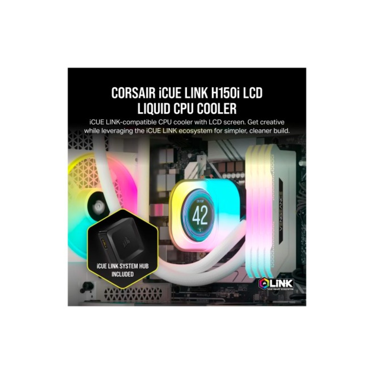 Система водяного охолодження Corsair iCUE Link H150i LCD RGB (CW-9061008-WW) 98_98.jpg - фото 4