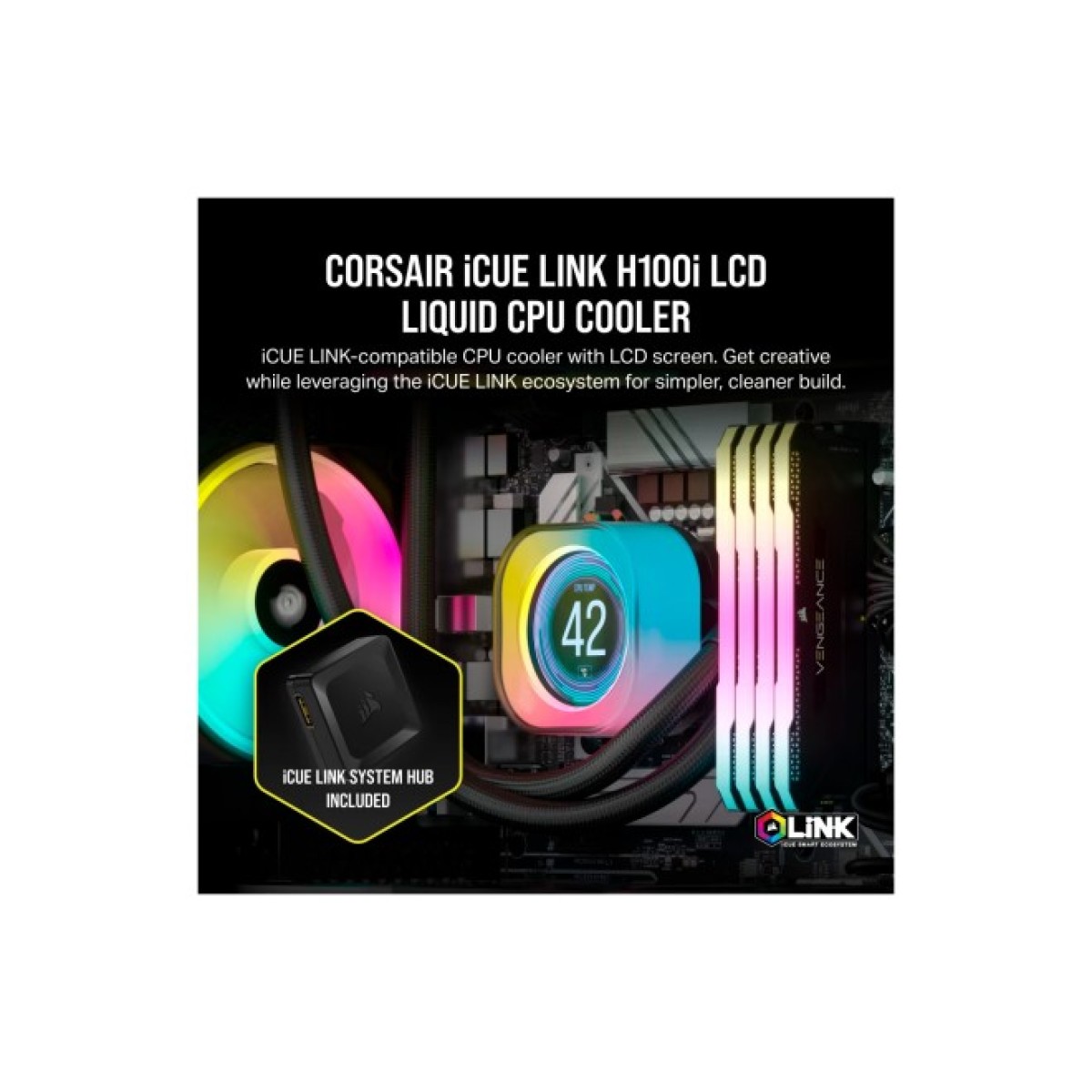 Система водяного охолодження Corsair iCUE Link H100i LCD RGB (CW-9061007-WW) 98_98.jpg - фото 4