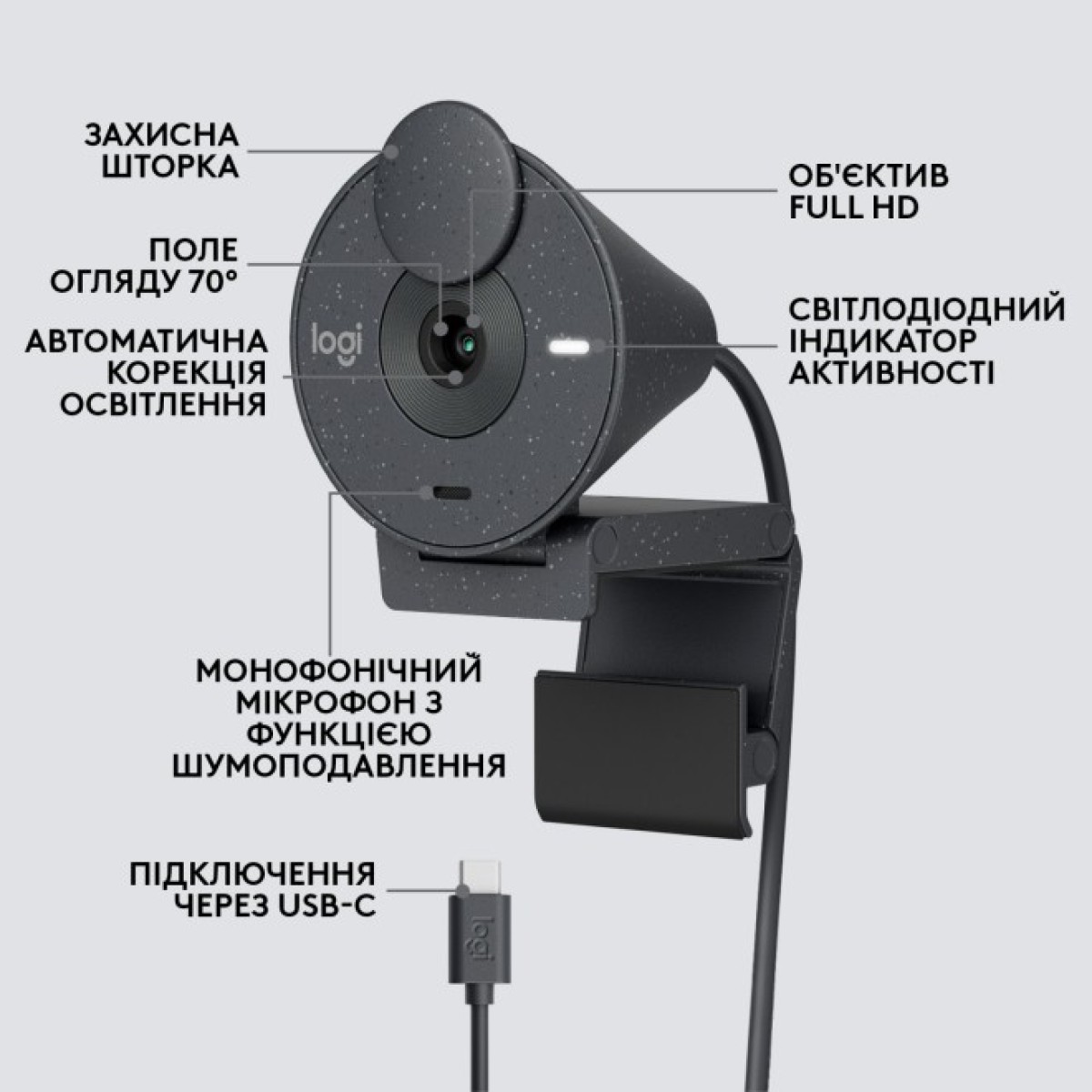 Веб-камера Logitech Brio 300 FHD Graphite (960-001436) 98_98.jpg - фото 2
