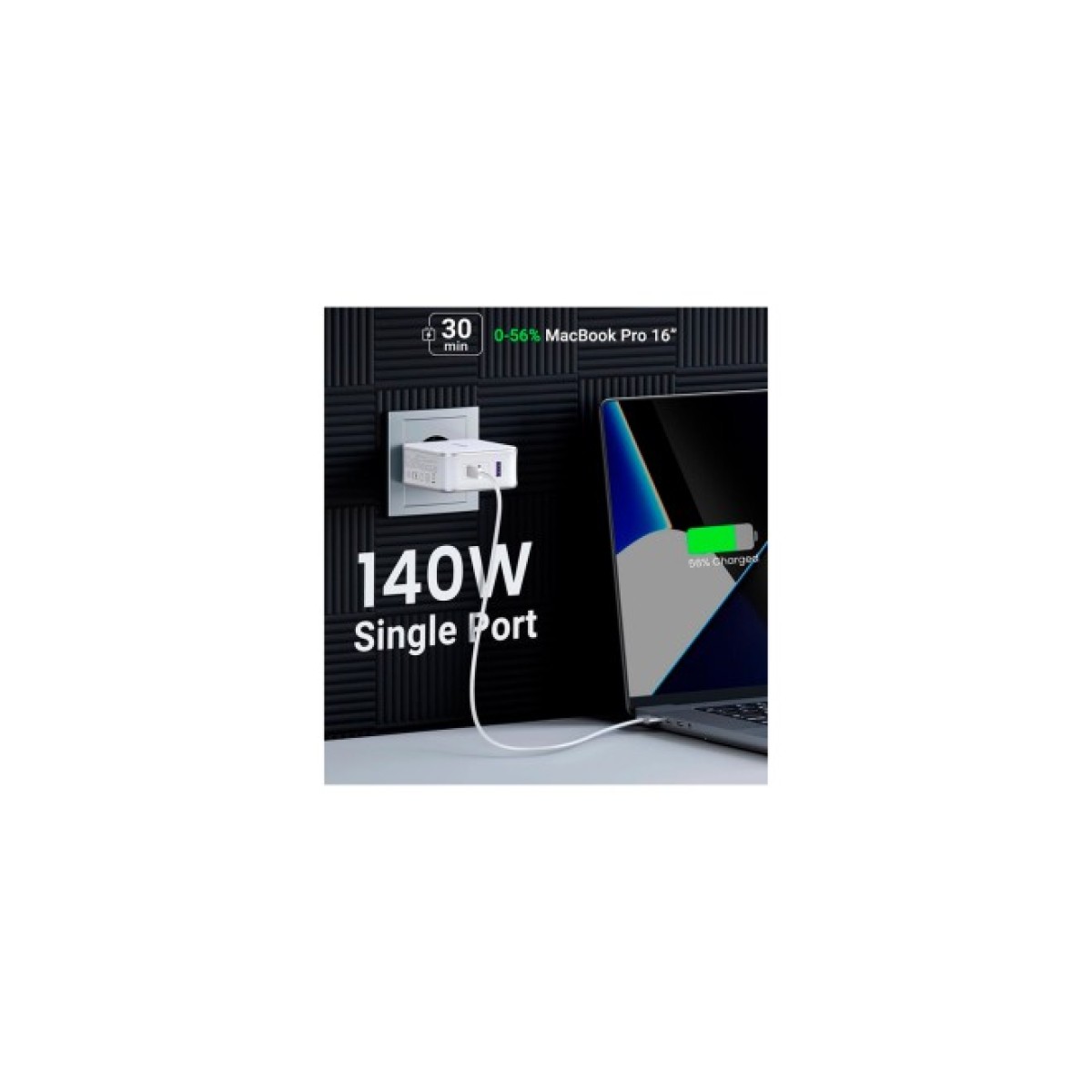 Зарядний пристрій Ugreen 3xUSB 140W GaN (2хUSB-C+USB-A) CD289 with C to C Cable 1.5 м White (15339) 98_98.jpg - фото 4