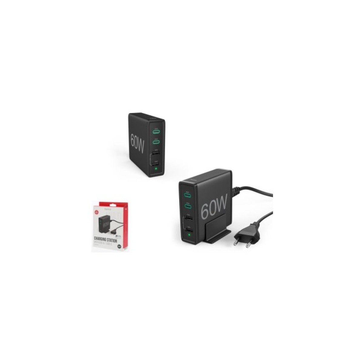 Зарядний пристрій Hama 2xUSB-C PD/QC, 2xUSB-A, 60W Black (00201628) 98_98.jpg - фото 3