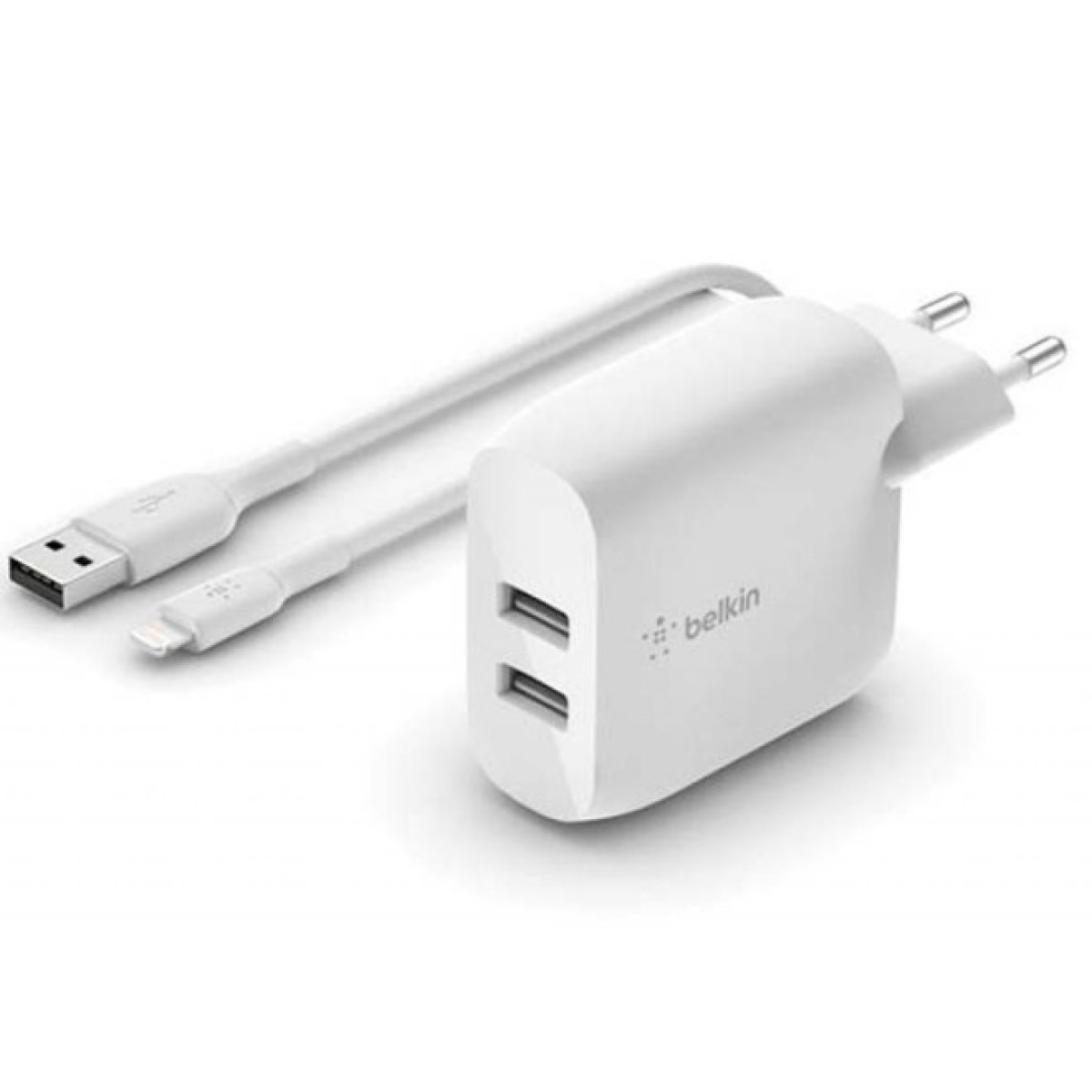 Зарядний пристрій Belkin Home Charger 24W DUAL USB 2.4A, Lightning 1m, white (WCD001VF1MWH) 256_256.jpg