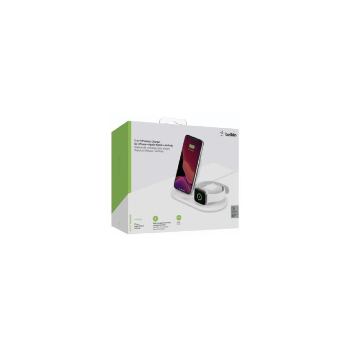 Зарядний пристрій Belkin 3-in-1 Wireless Pad/Stand/Apple Watch, white (WIZ001VFWH) 98_98.jpg - фото 5