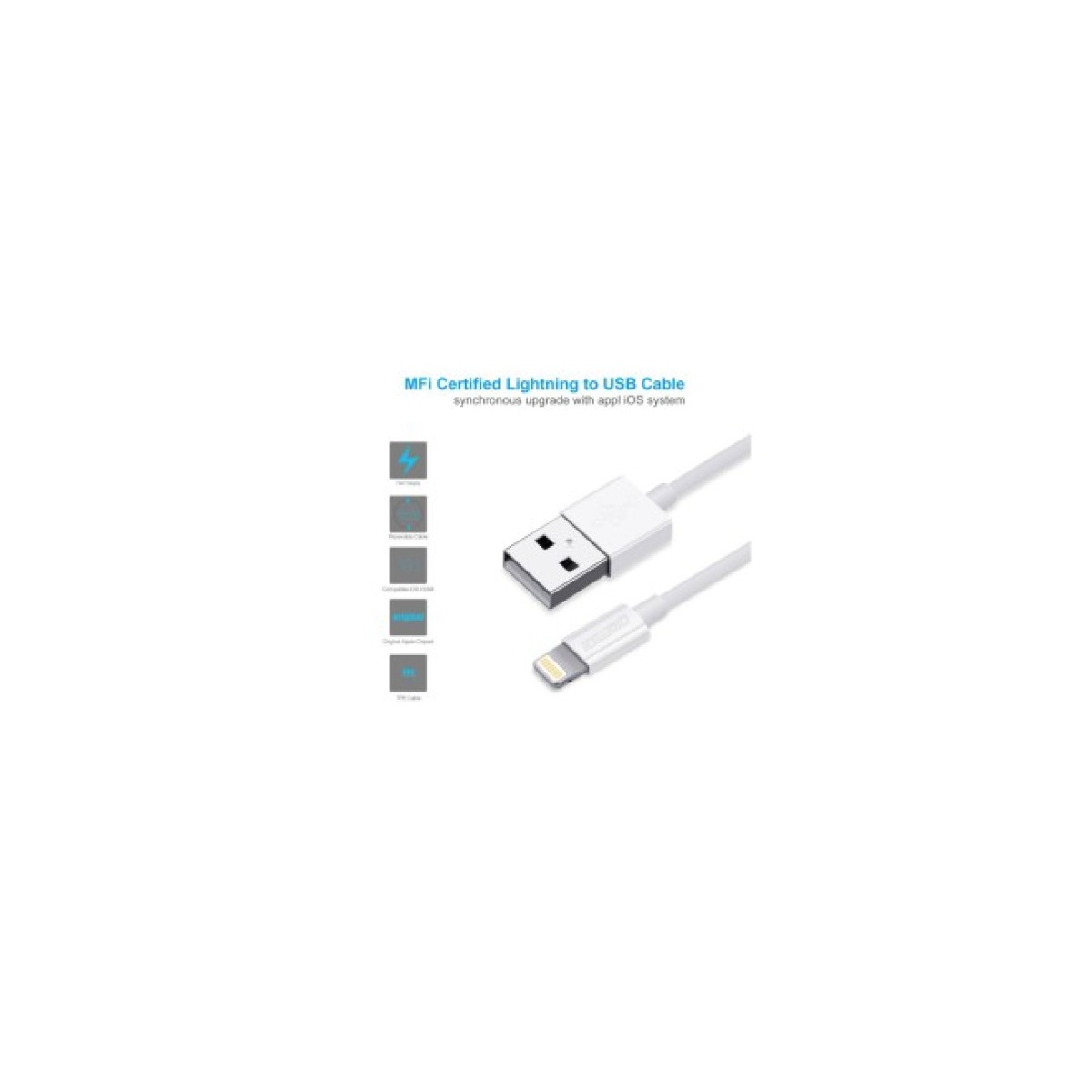 Дата кабель USB 2.0 AM to Lightning 1.2m 2.1A MFI White Choetech (IP0026-WH) 98_98.jpg - фото 2