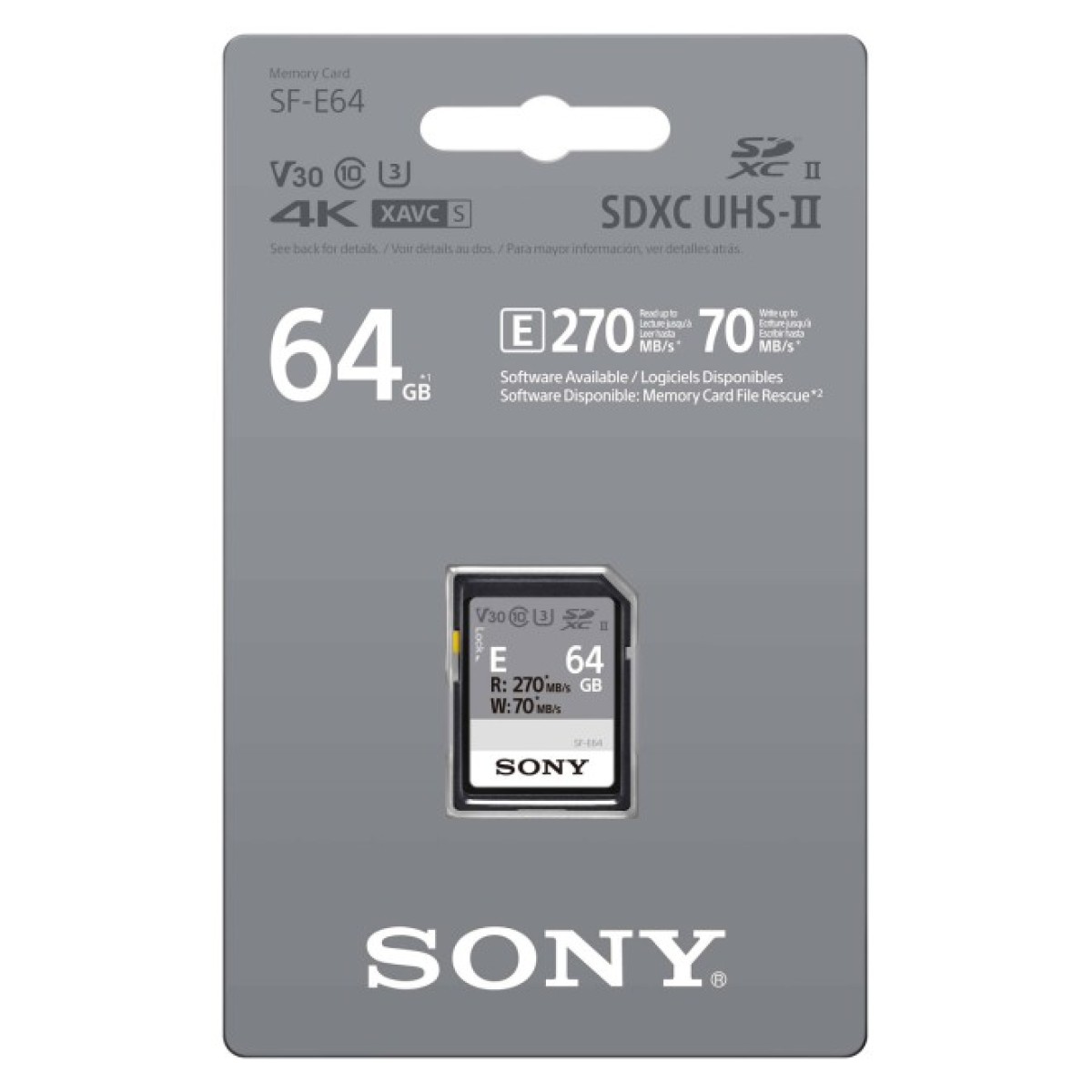 Карта пам'яті Sony 64GB SDXC class 10 UHS-II U3 V30 (SFE64A.ET4) 98_98.jpg - фото 2