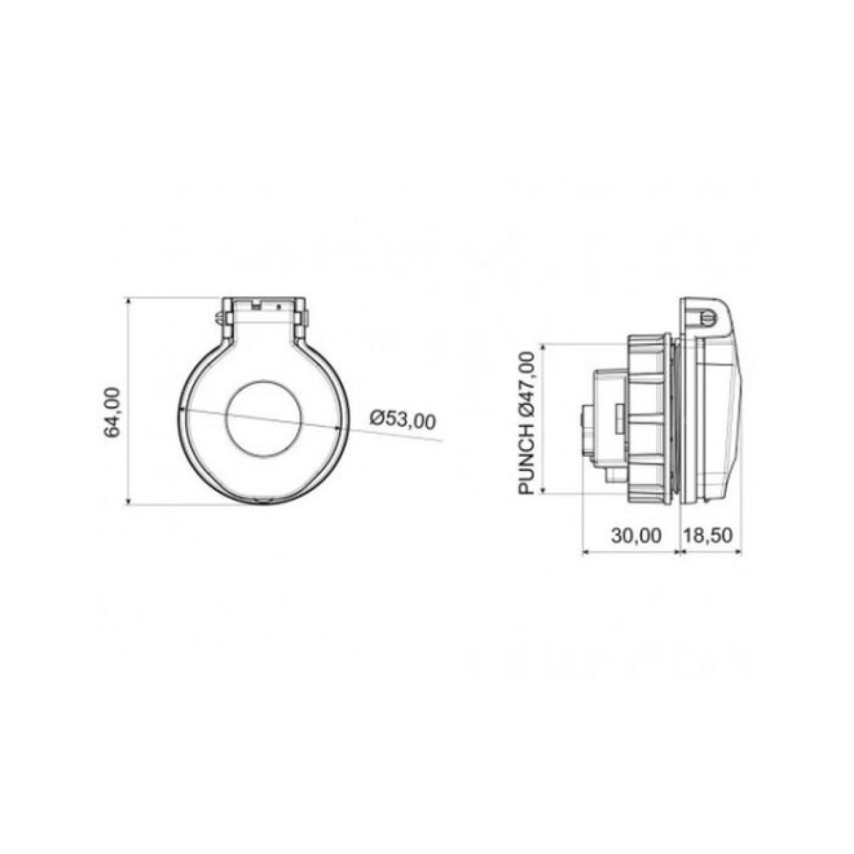 Розетка c/з щитова 1x16 A (поліамід) IP44 безгвинтова Bemis BY8-1402-2440 98_98.jpg - фото 3