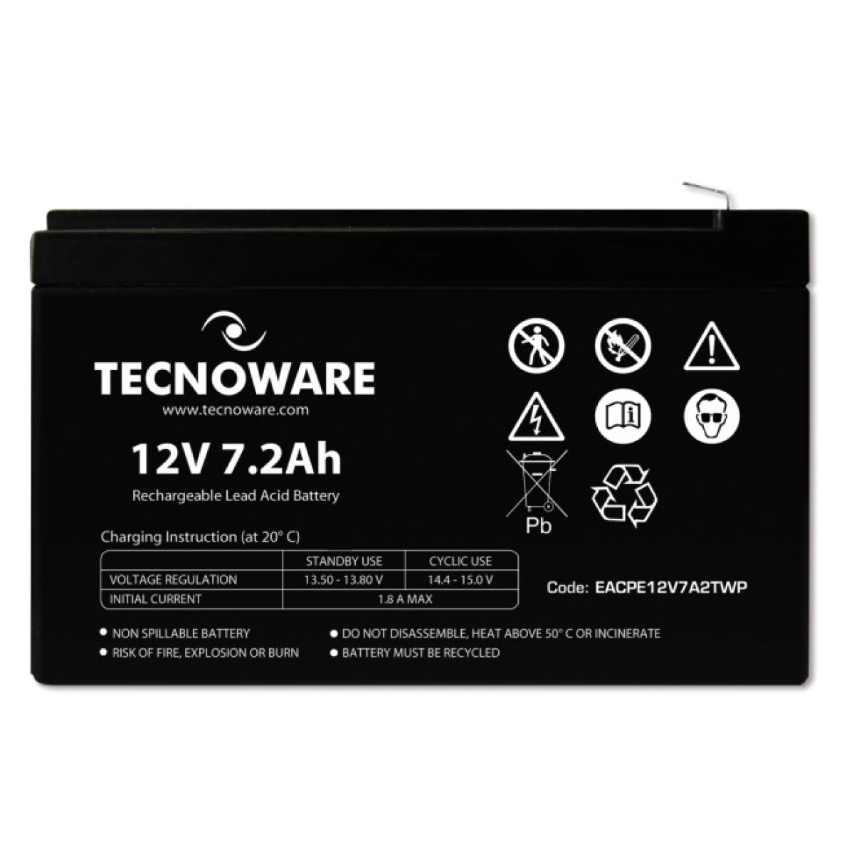 Батарея до ДБЖ TECNOWARE 12V-7.2Ah (EACPE12V7A2TWP) 98_98.jpg - фото 2