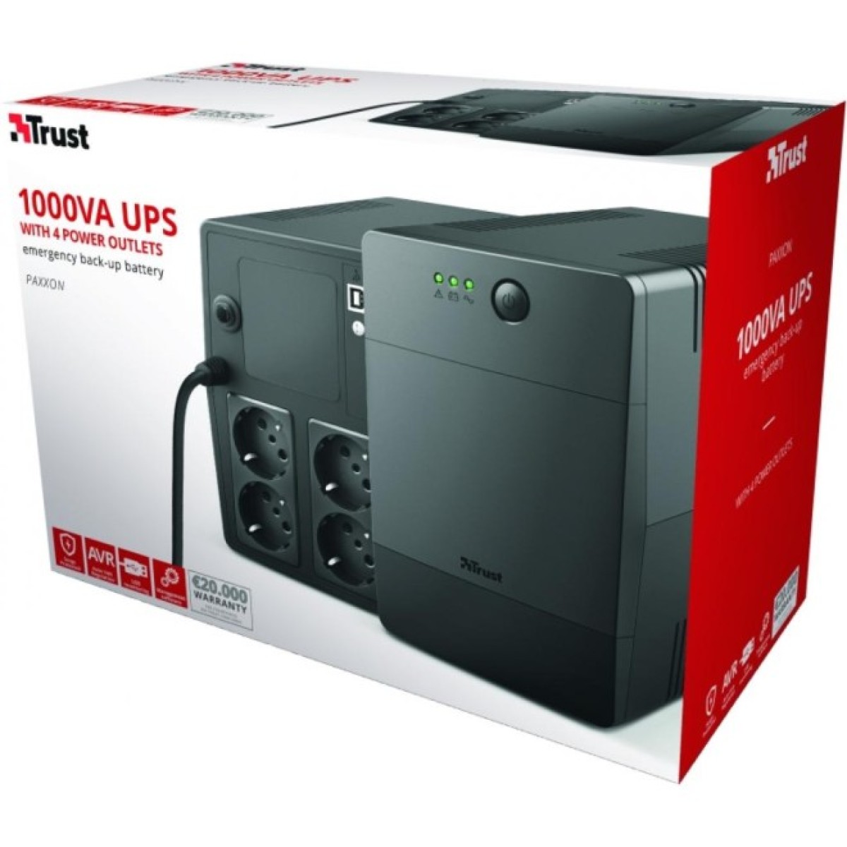 Пристрій безперебійного живлення Trust Paxxon 1000VA UPS 4 Outlets (23504_TRUST) 98_98.jpg - фото 5