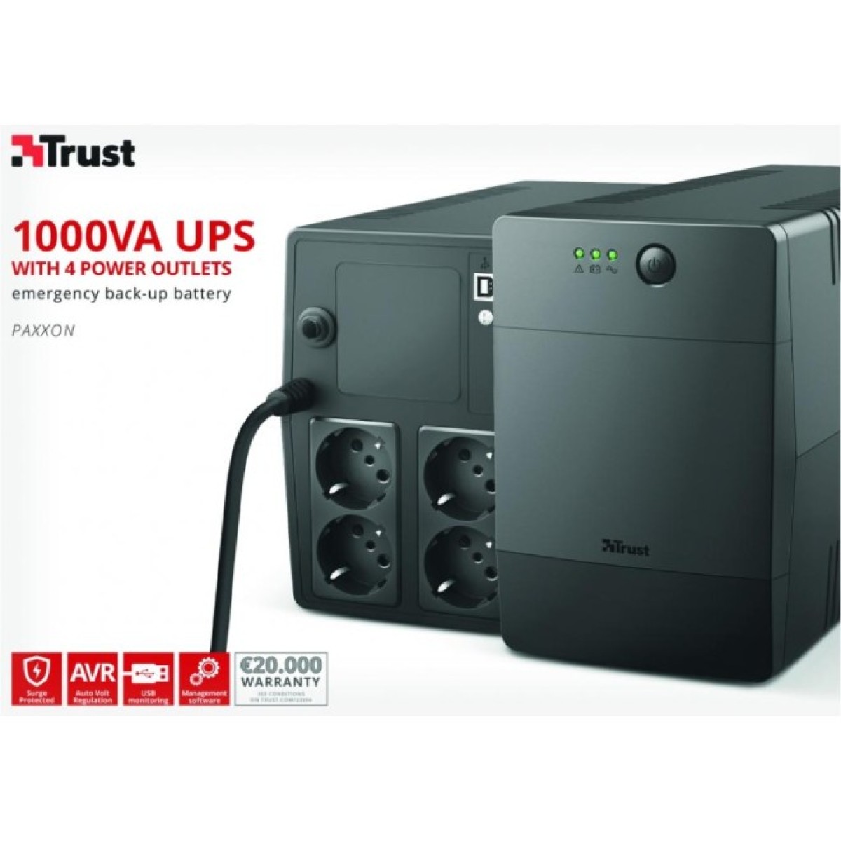 Пристрій безперебійного живлення Trust Paxxon 1000VA UPS 4 Outlets (23504_TRUST) 98_98.jpg - фото 6