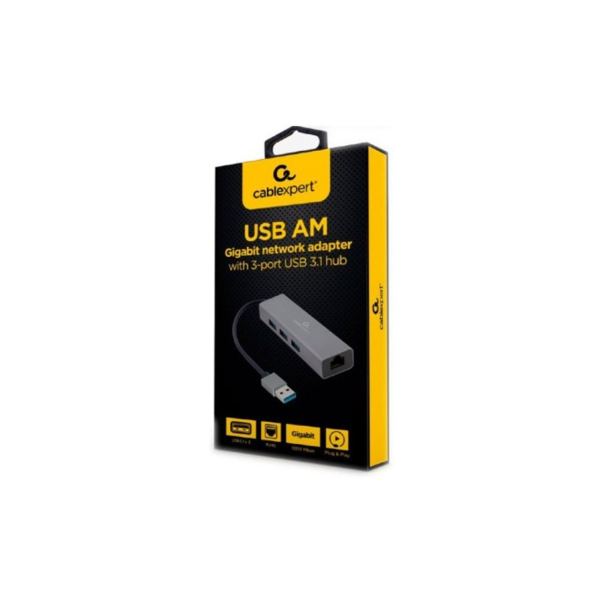 Адаптер USB-A to Gigabit Ethernet, 3 Ports USB 3.1 Gen1 Cablexpert (A-AMU3-LAN-01) 98_98.jpg - фото 2