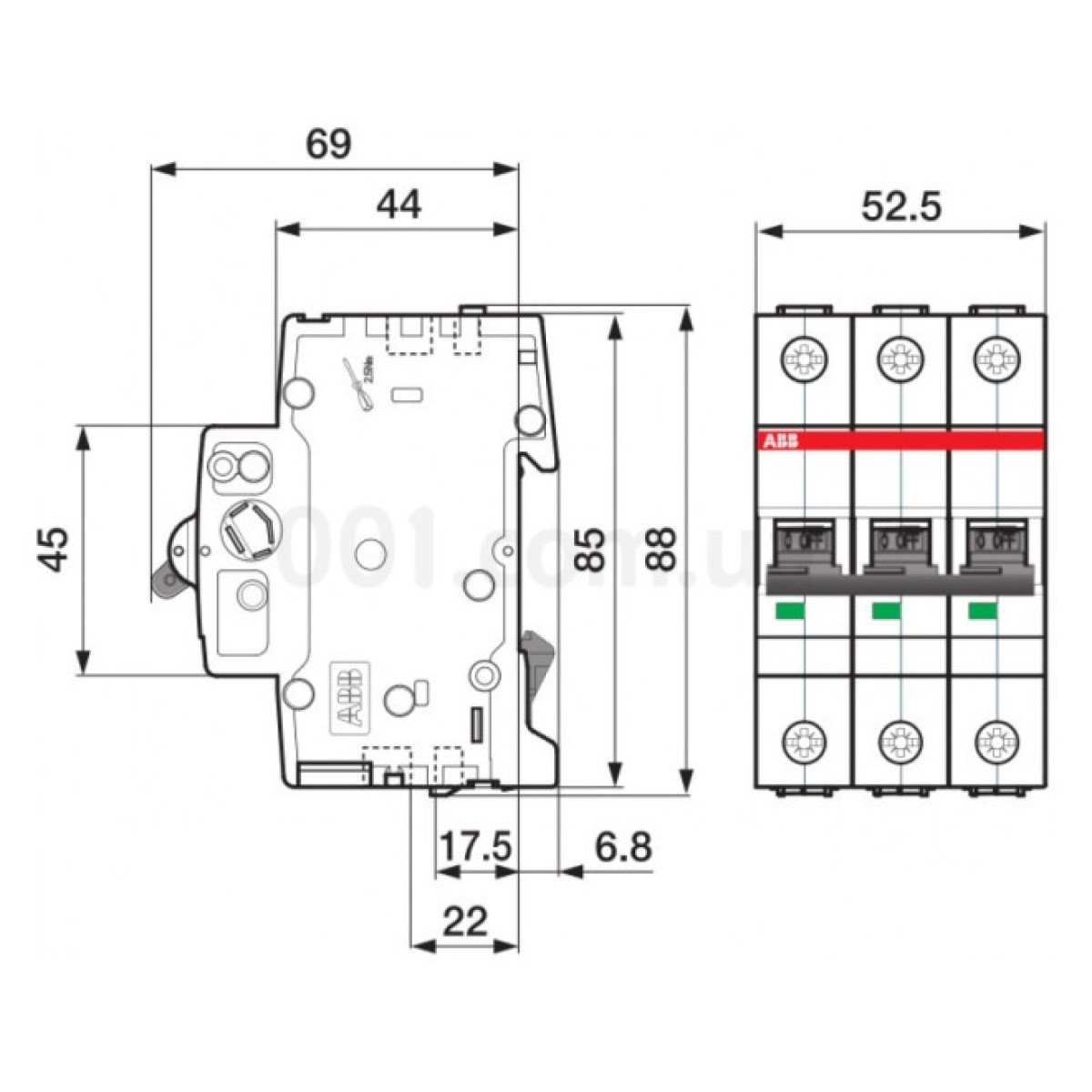 Автоматический выключатель S203-D32 3P 32А 6кА х-ка D, ABB 98_98.jpg - фото 3