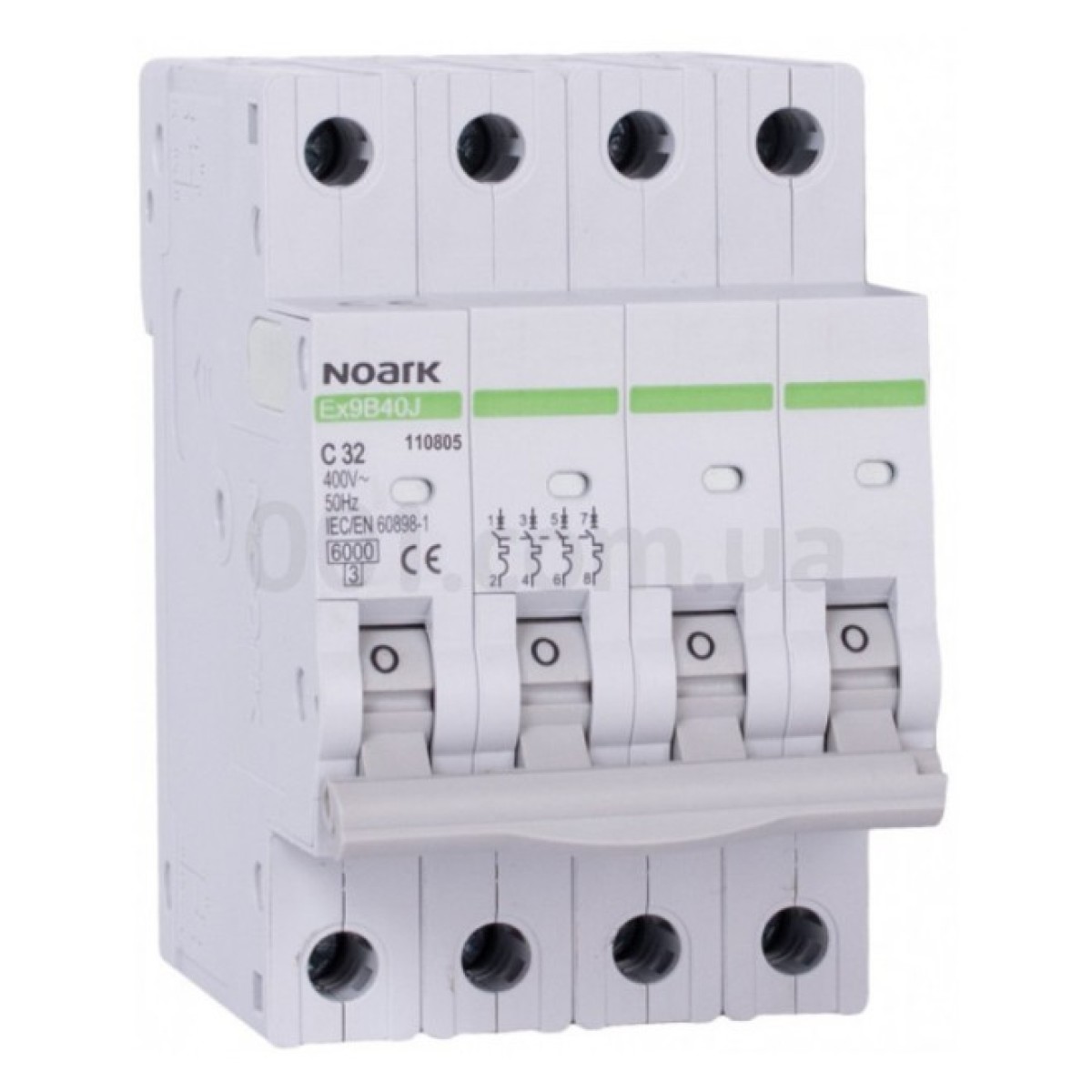 Модульний автоматичний вимикач Ex9B40J 6kA хар-ка C 32A 40,5мм 4P, NOARK 256_256.jpg