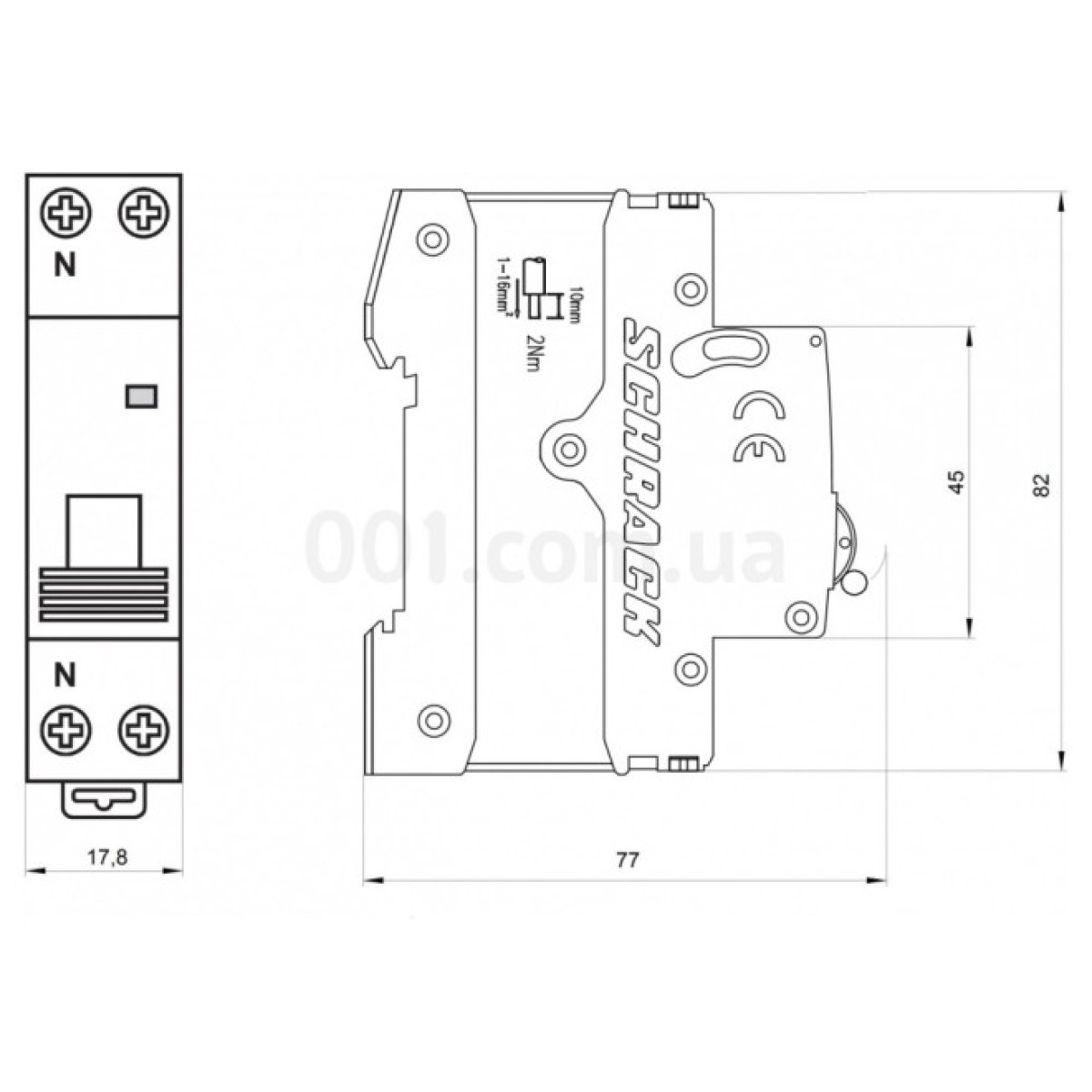 Модульный автоматический выключатель AMPARO 1P+N 16А 4,5кА х-ка B 1М, Schrack Technik 98_98.jpg - фото 2