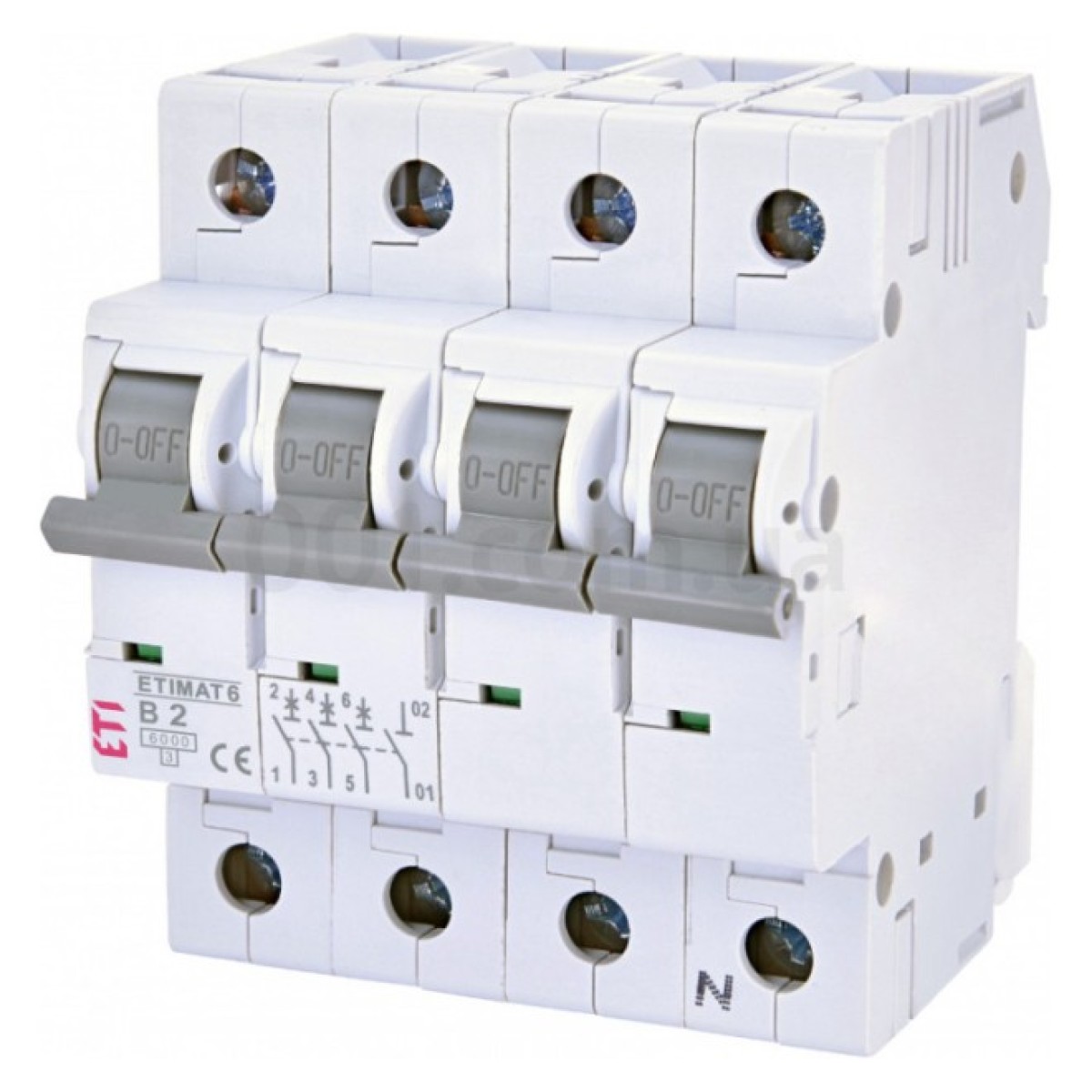 Автоматичний вимикач ETIMAT 6 (6кА) 3P+N 2 А хар-ка B, ETI 98_98.jpg - фото 1