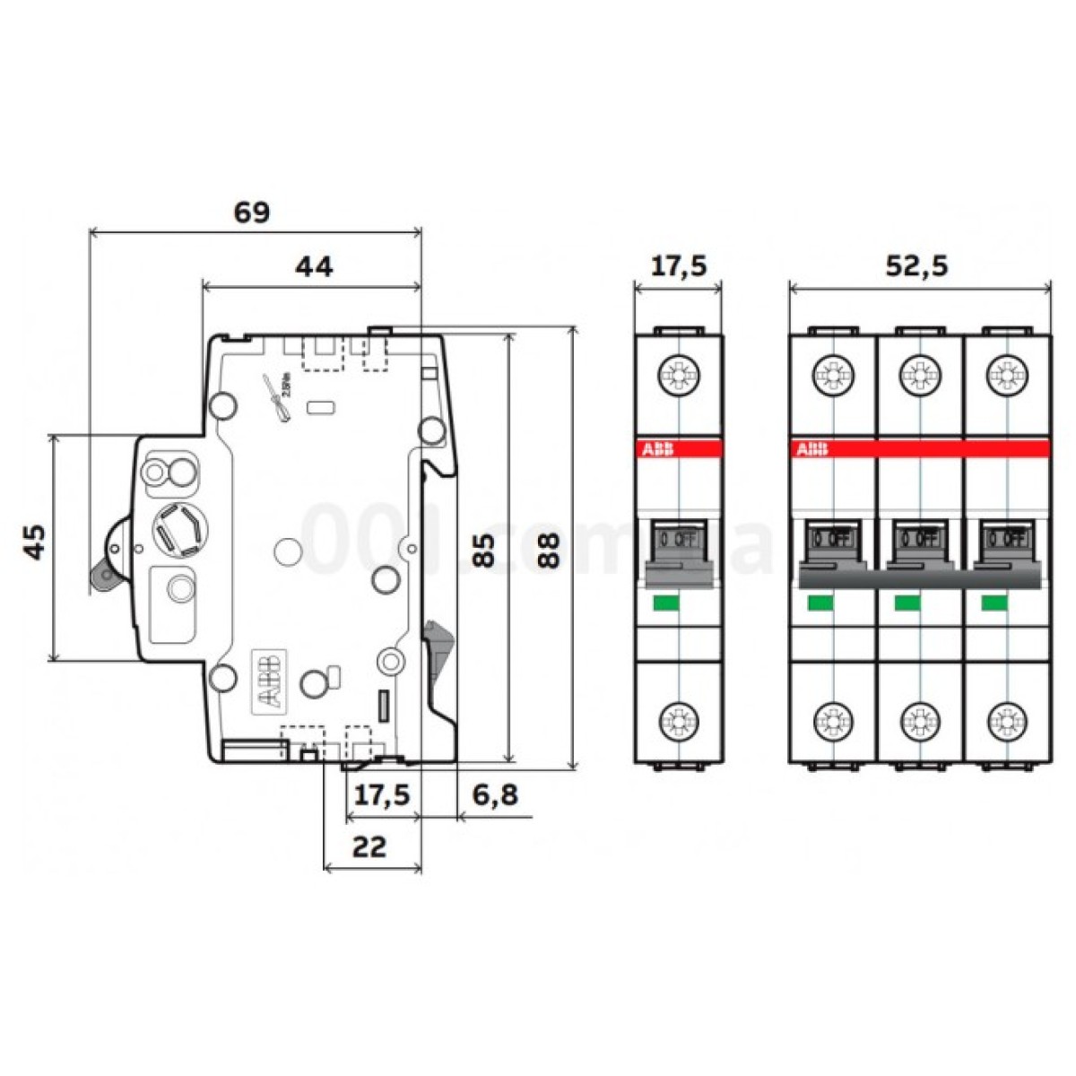 Автоматический выключатель SZ203-C40 3P 40A 6кА х-ка C, ABB 98_98.jpg - фото 2