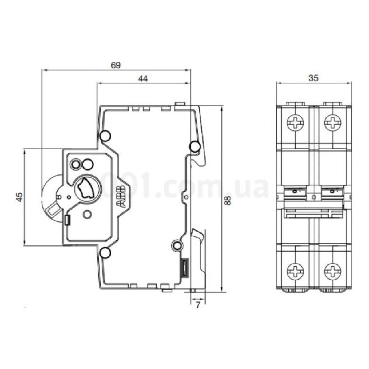 Автоматичний вимикач BMS412C63 2P 63А 4,5кА х-ка C BASIC M, ABB 98_98.jpg - фото 2