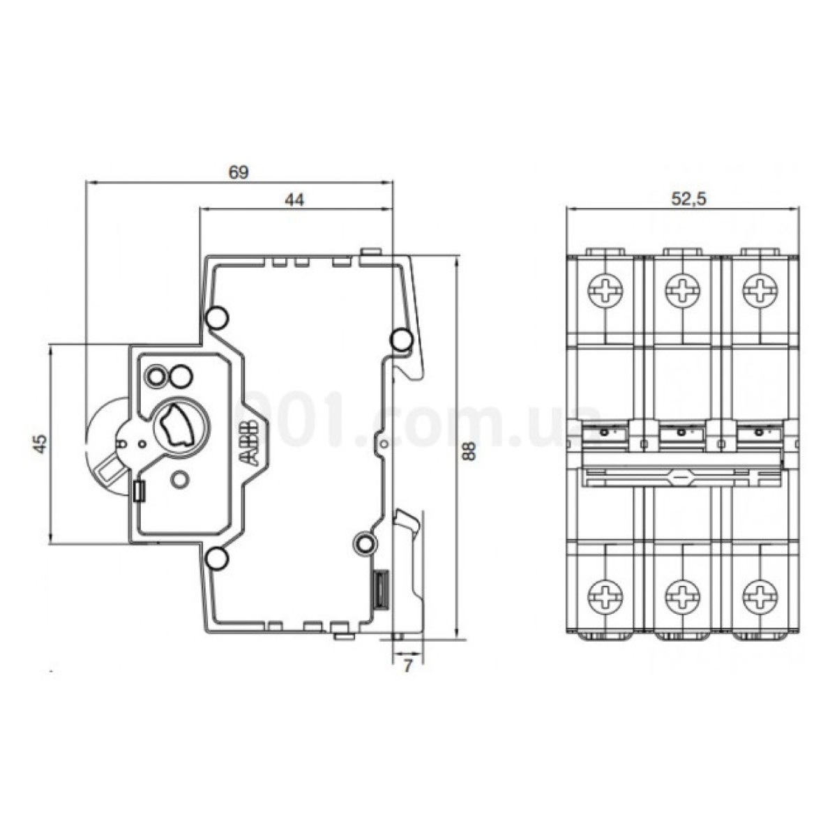 Автоматичний вимикач BMS413C50 3P 50А 4,5кА х-ка C BASIC M, ABB 98_98.jpg - фото 2