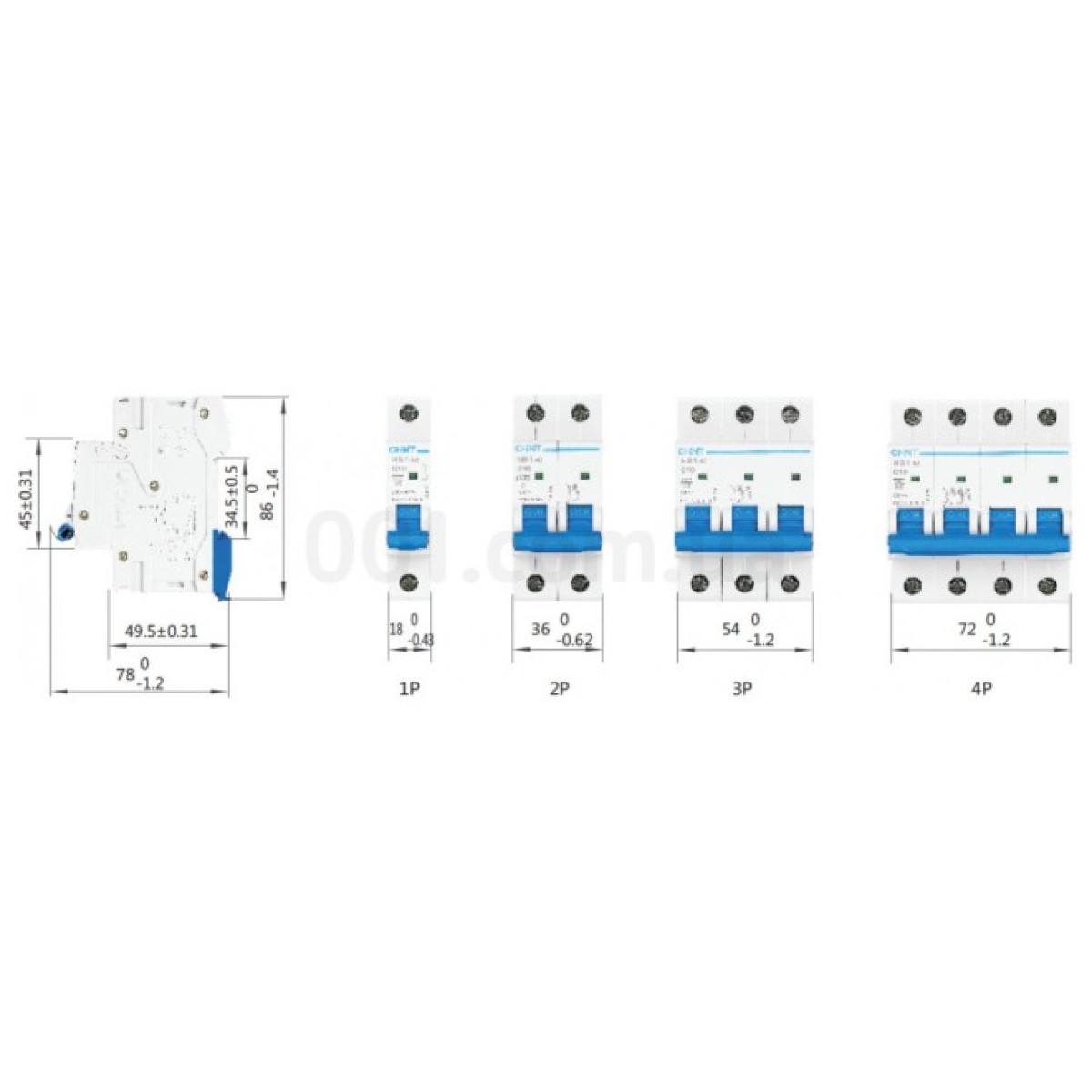 Модульный автоматический выключатель NB1-63 2P B4 6kA DB, CHINT 98_98.jpg - фото 3