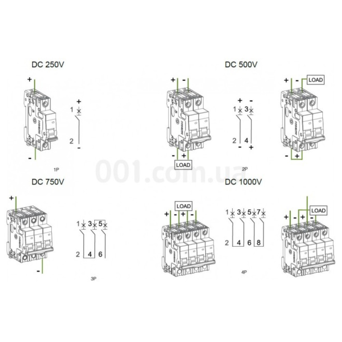 Модульный автоматический выключатель Ex9BP-JX(+) 10kA хар-ка C 1A 1000V DC 4P, NOARK 98_98.jpg - фото 2