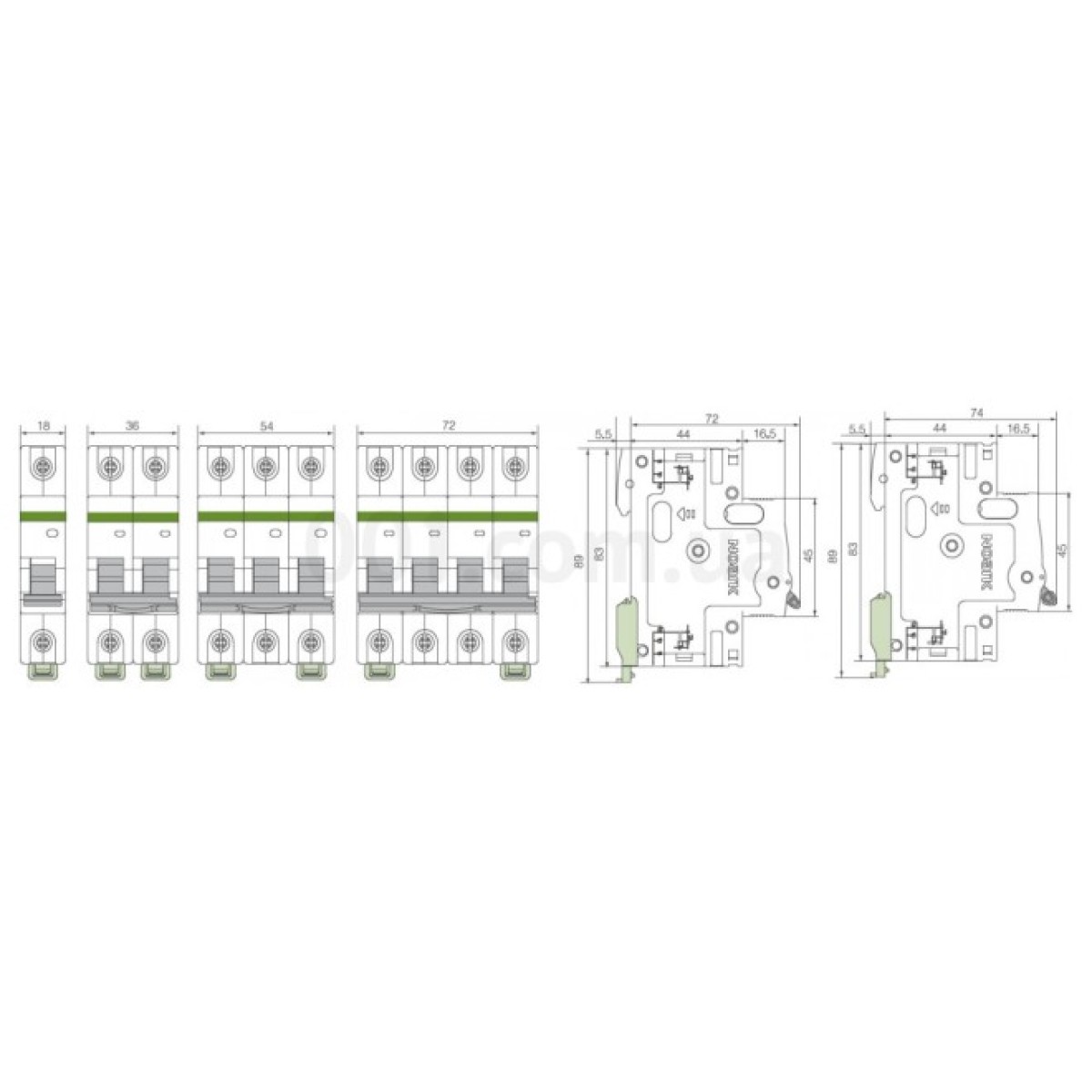 Модульный автоматический выключатель Ex9BP-JX(+) 10kA хар-ка K 25A 1000V DC 4P, NOARK 98_98.jpg - фото 2