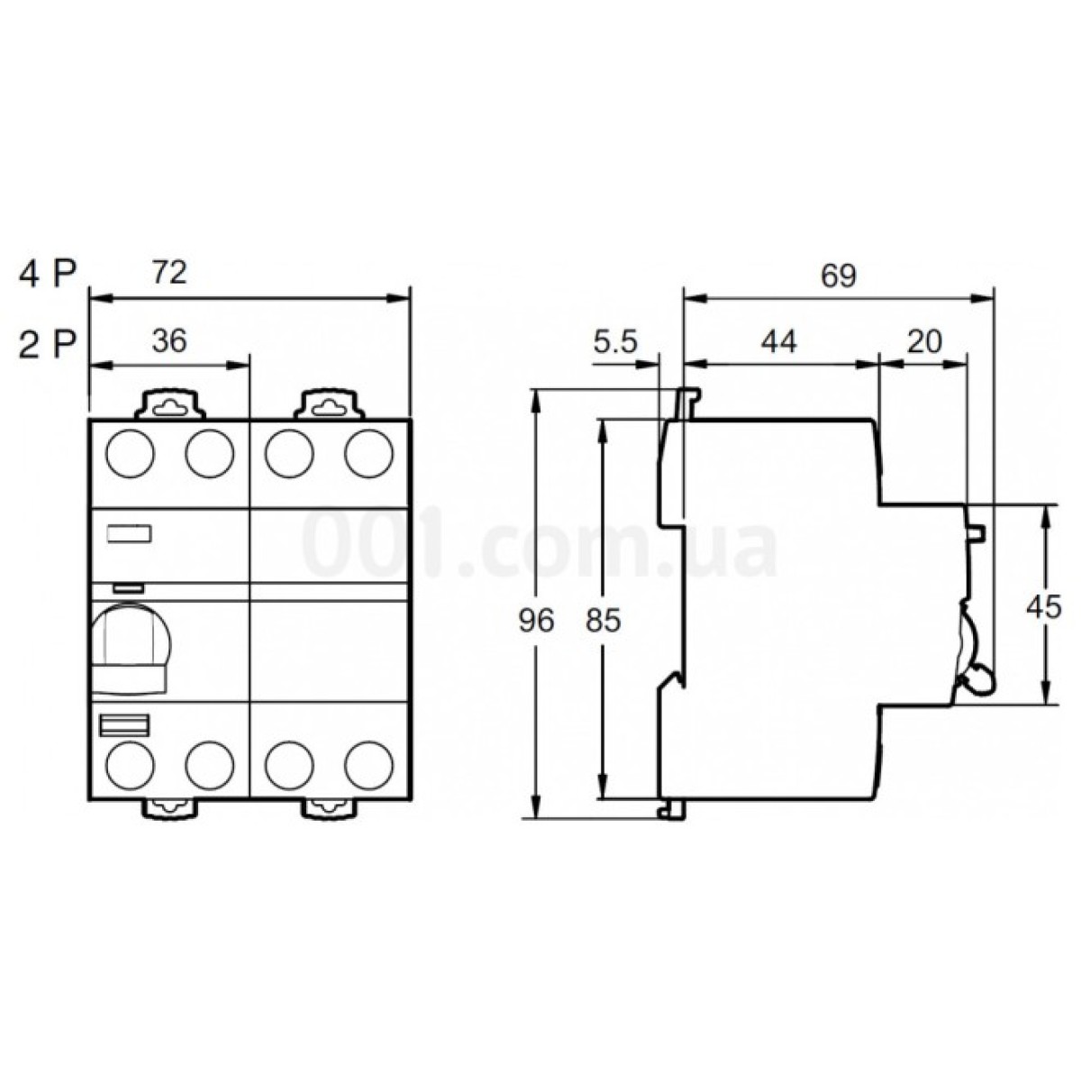 Диференційний вимикач (ПЗВ) iID 2P 25A 10мА тип AC, Schneider Electric 98_98.jpg - фото 2