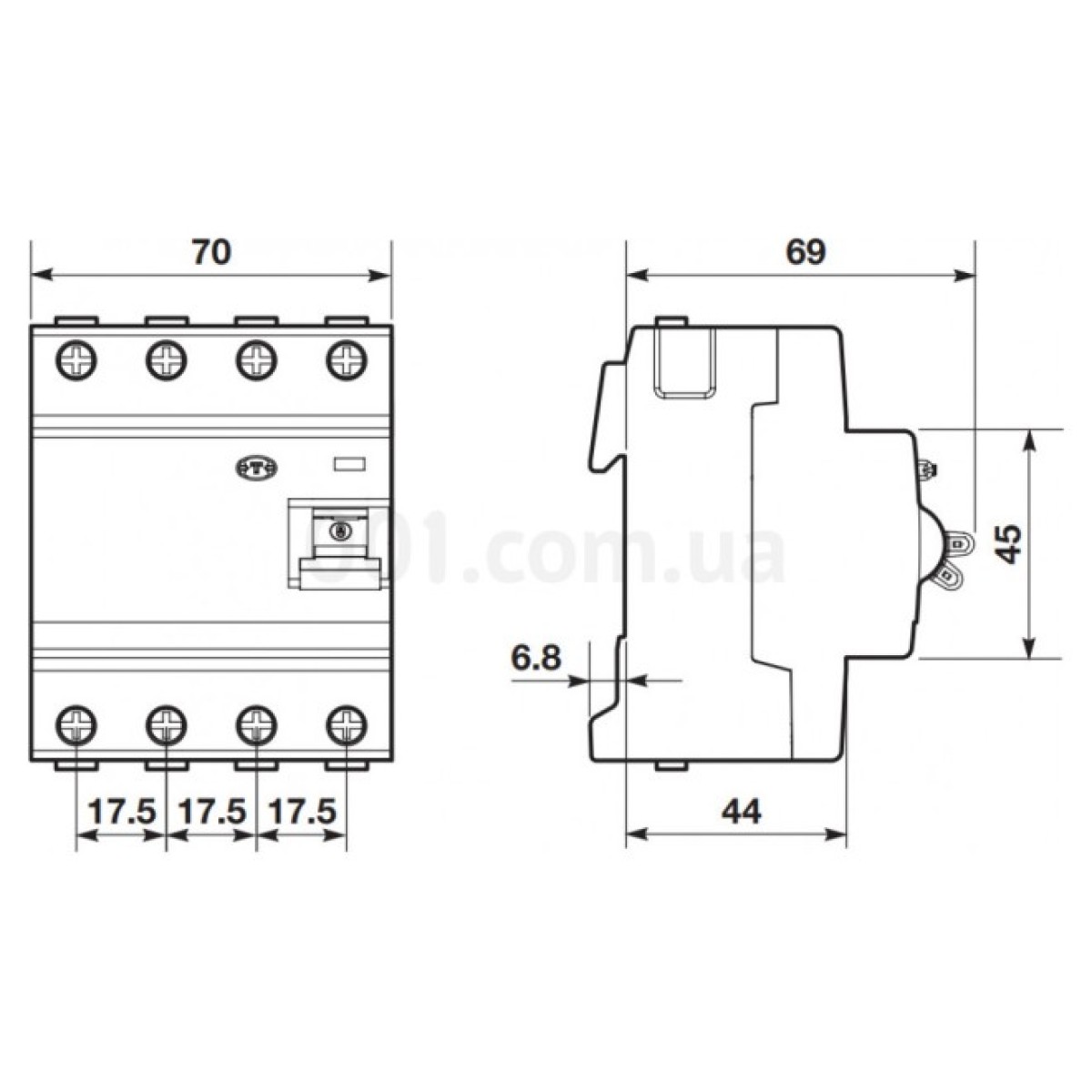 Дифференциальный выключатель (УЗО) F204AC-25/0.1 4P 25А 100мА тип AC, ABB 98_98.jpg - фото 2