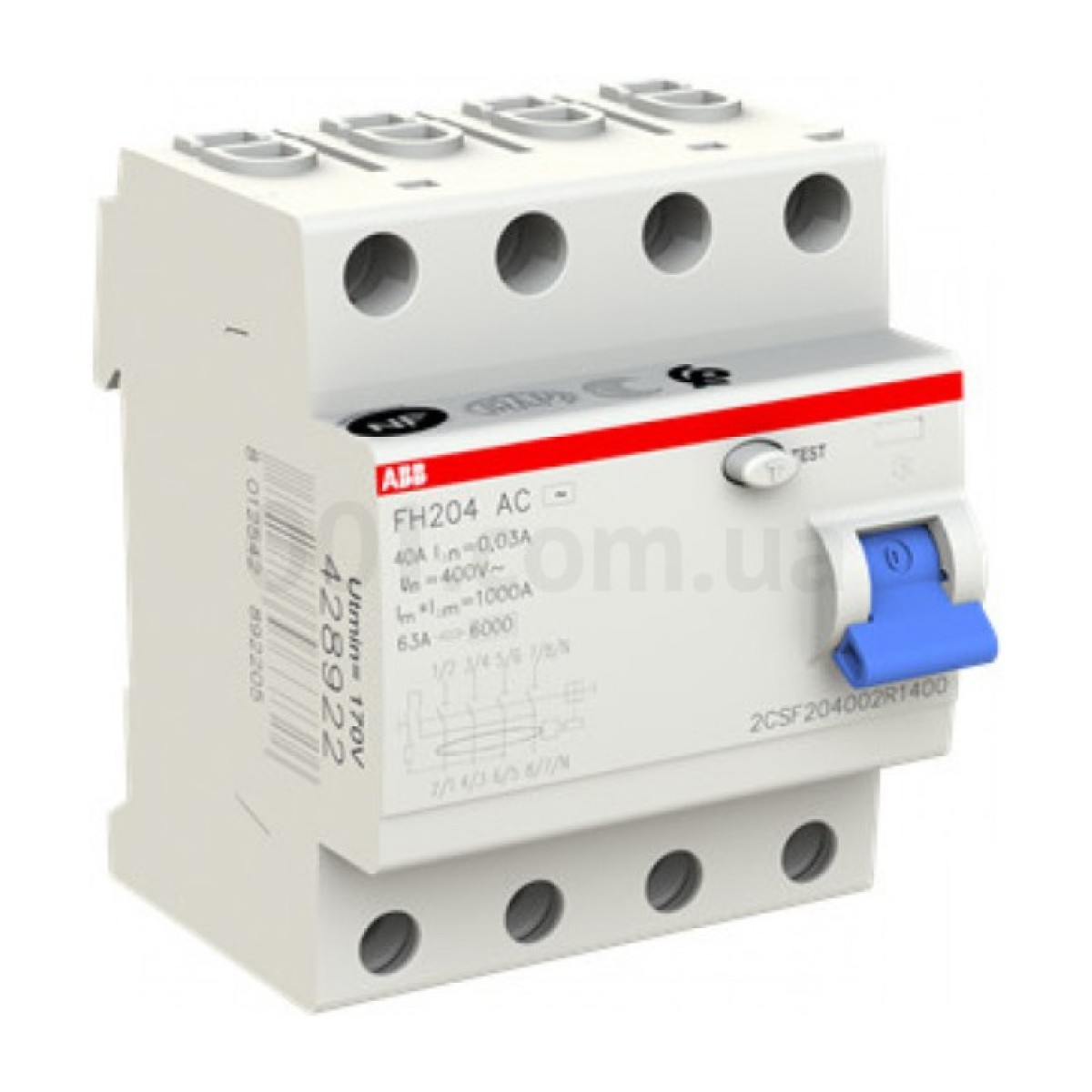Диференційний вимикач (ПЗВ) FH204AC-40/0,03 40А 4Р 30mA тип AC, ABB 256_256.jpg