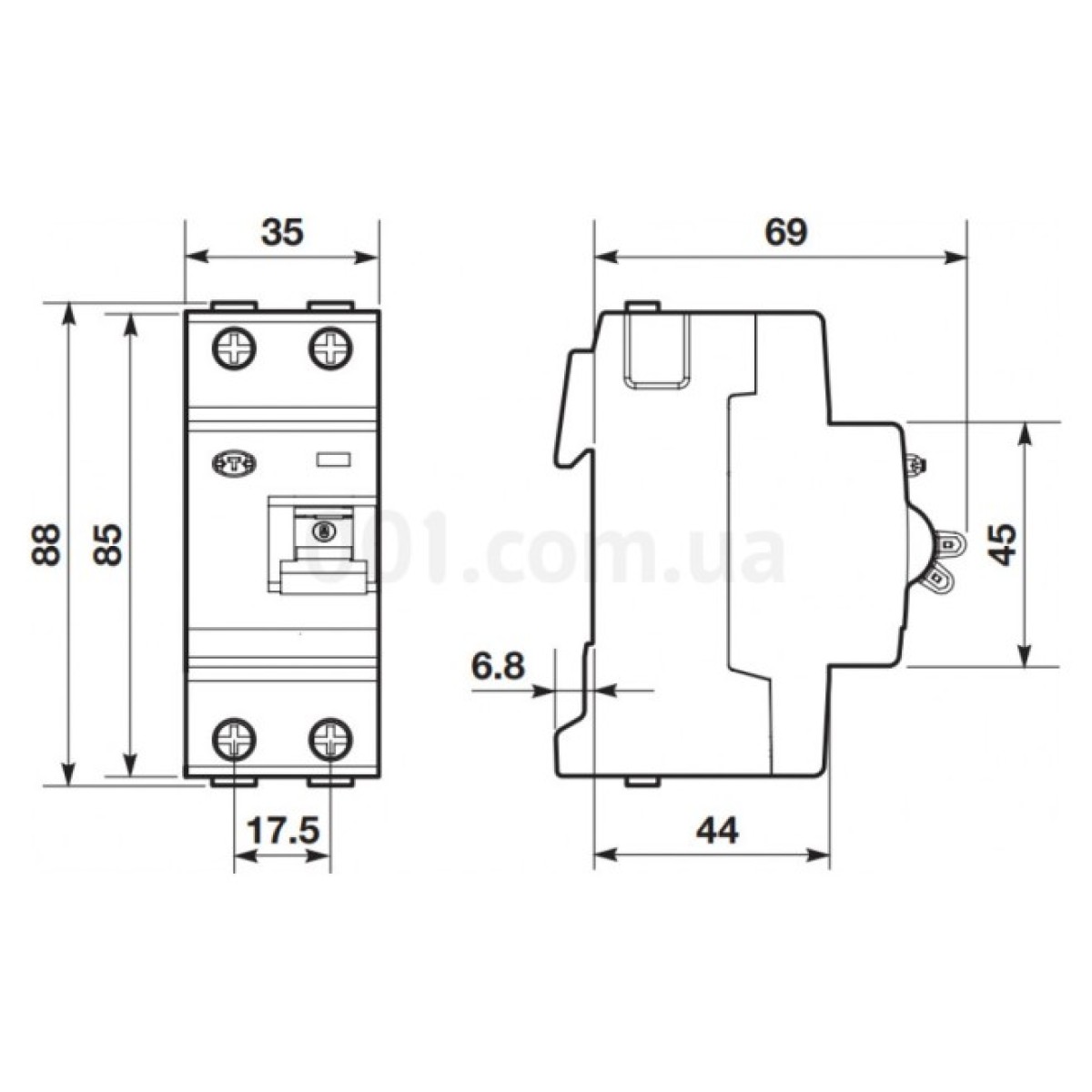 Дифференциальный выключатель (УЗО) FH202AC-63/0,3 63А 2Р 300mA тип AC, ABB 98_98.jpg - фото 3