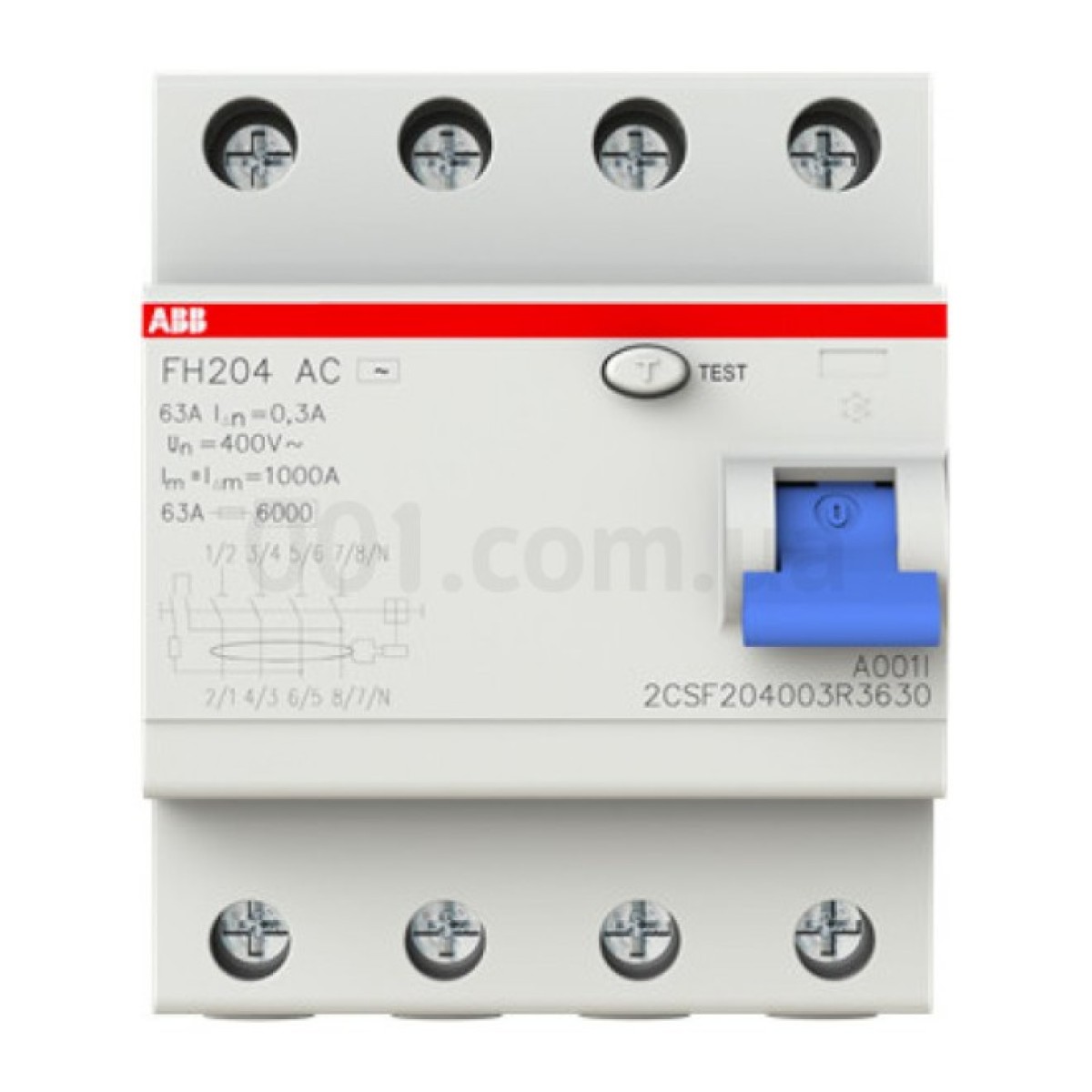 Диференційний вимикач (ПЗВ) FH204AC-63/0,03 63А 4Р 30mA тип AC, ABB 98_98.jpg - фото 3
