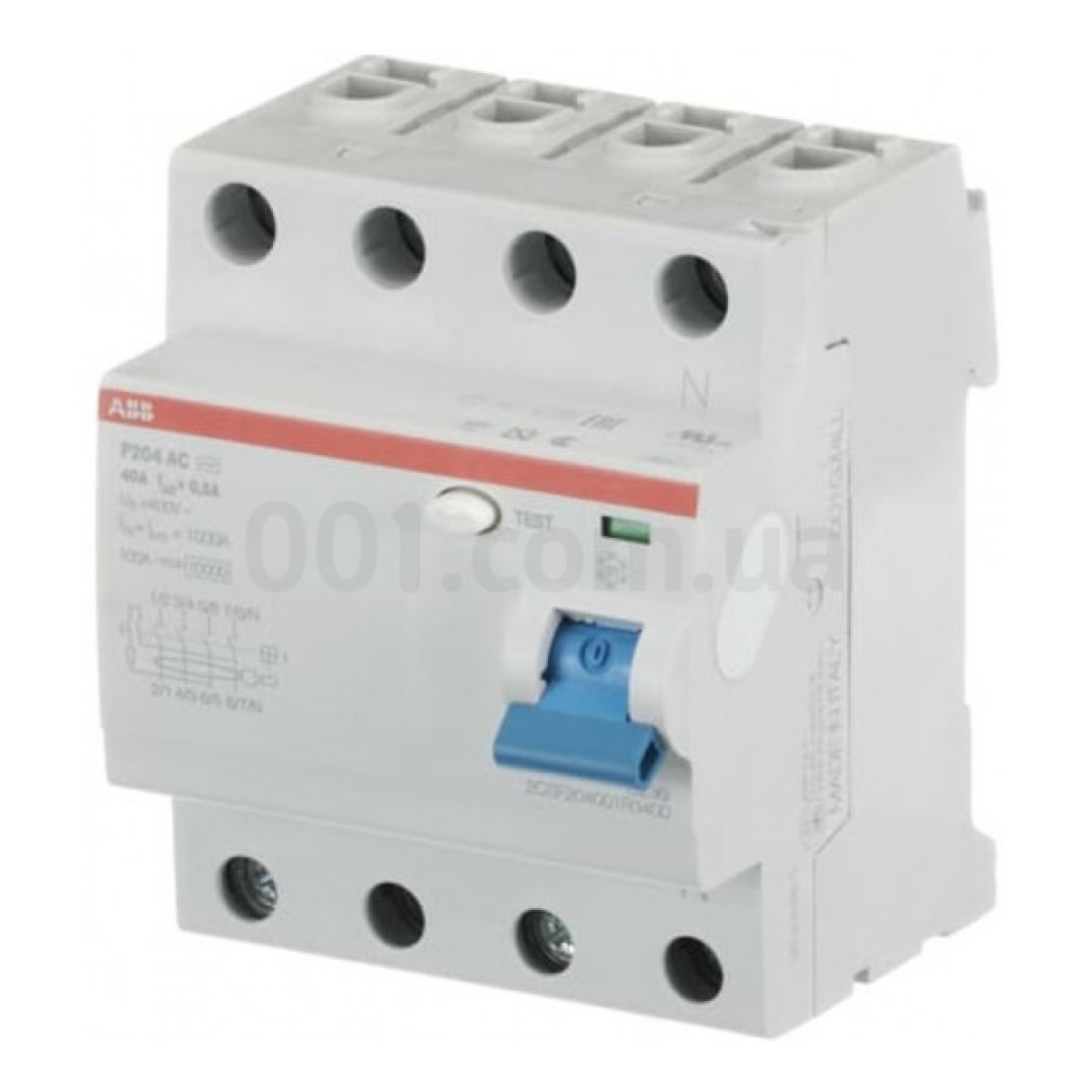 Диференційний вимикач (ПЗВ) F204AC-40/0.3 4P 40А 300мА тип AC, ABB 256_256.jpg
