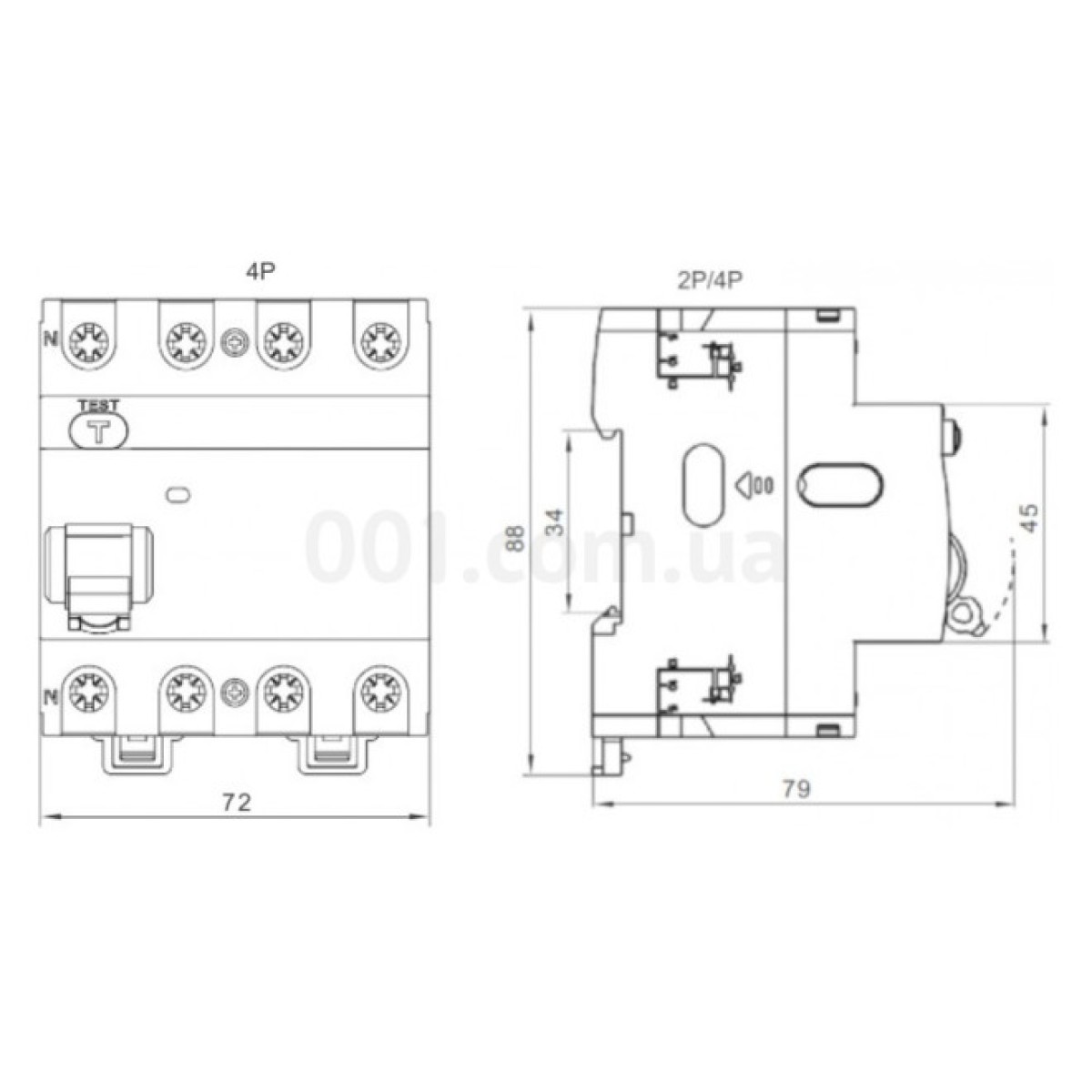 Дифференциальный выключатель (УЗО) Ex9L-H 10kA 4P 63A 300mA тип AC, NOARK 98_98.jpg - фото 3