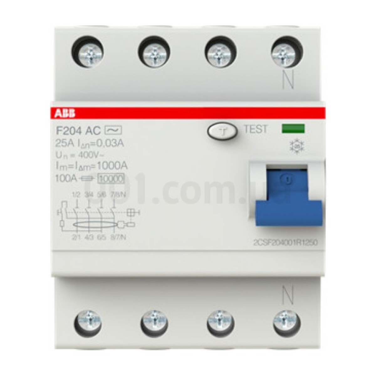 Диференційний вимикач (ПЗВ) F204AC-25/0,03 25А 4Р 30mA тип AC, ABB 98_98.jpg - фото 3