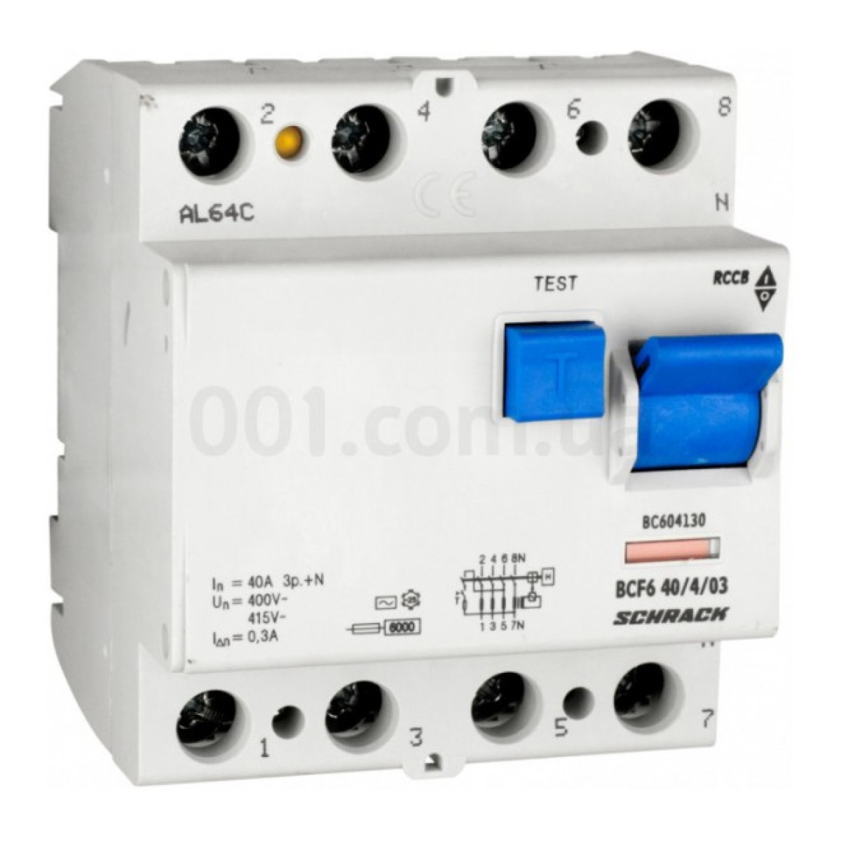 Пристрій захисного відключення (ПЗВ) 6кА/300мА 4P 40А тип AC, Schrack Technik 98_98.jpg - фото 1