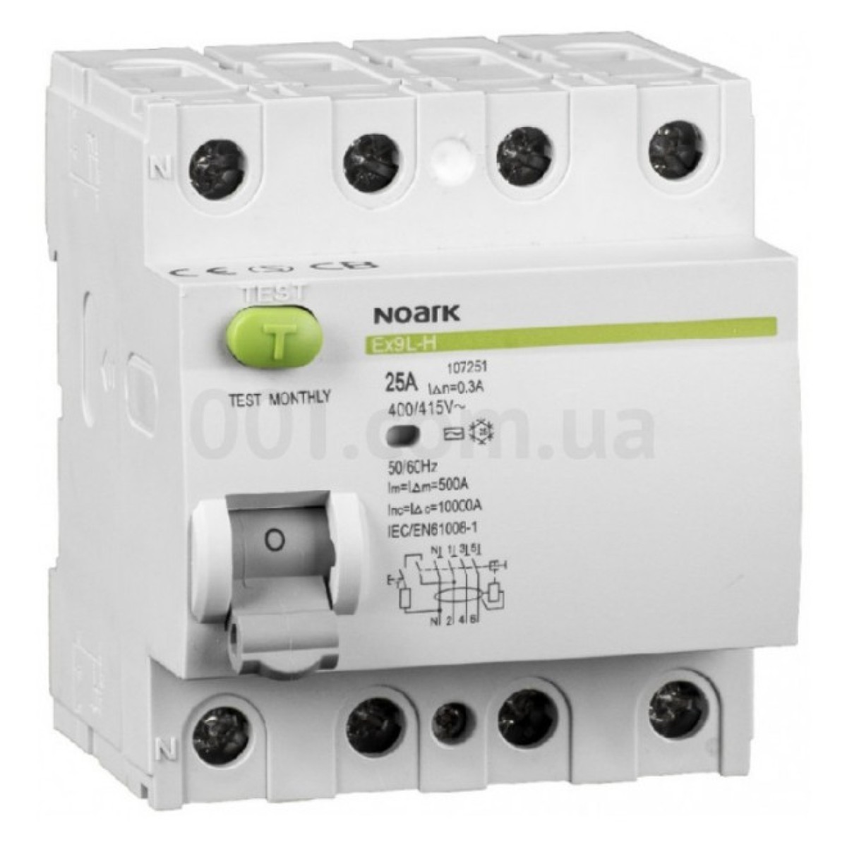 Дифференциальный выключатель (УЗО) Ex9L-H 10kA 4P 63A 300mA тип AC, NOARK 98_98.jpg - фото 1