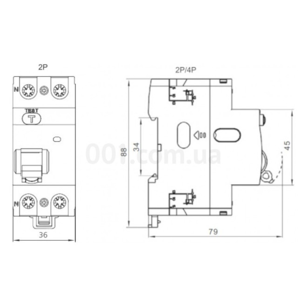 Дифференциальный выключатель (УЗО) Ex9L-N 6kA 2P 25A 300mA тип AC, NOARK 98_98.jpg - фото 3