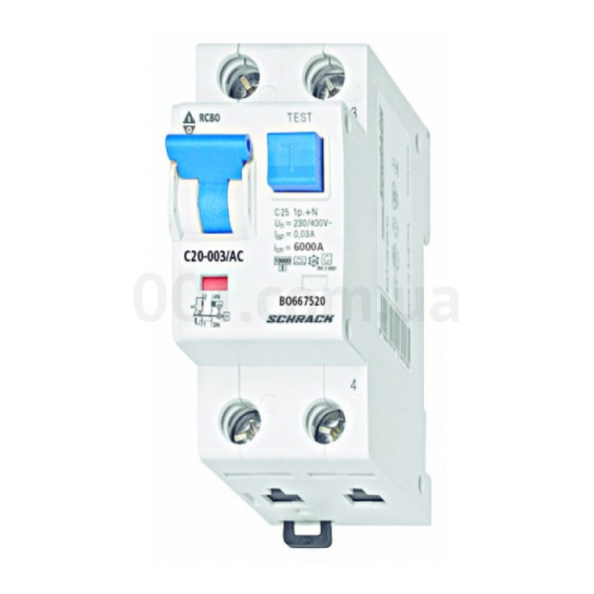 Автоматичний вимикач диференційного струму 6кА/30мА 1P+N 20A х-ка C тип АС, Schrack Technik 256_256.jpg