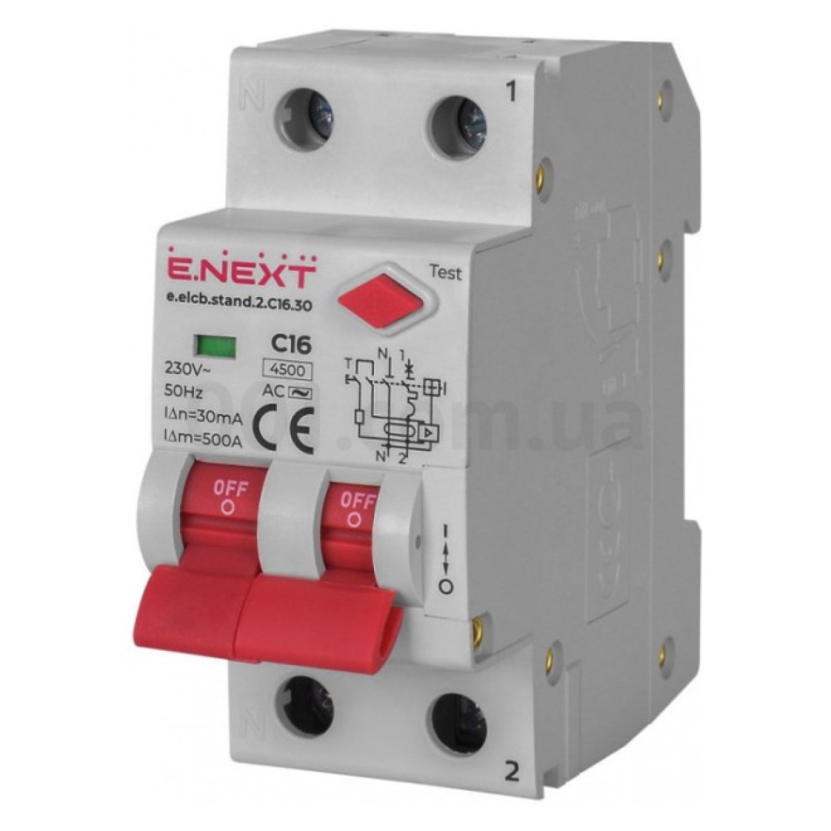 Автоматический выключатель дифференциального тока (дифавтомат) e.elcb.stand.2.C16.30, 2P 16 А 30 мА хар-ка C, E.NEXT 256_256.jpg