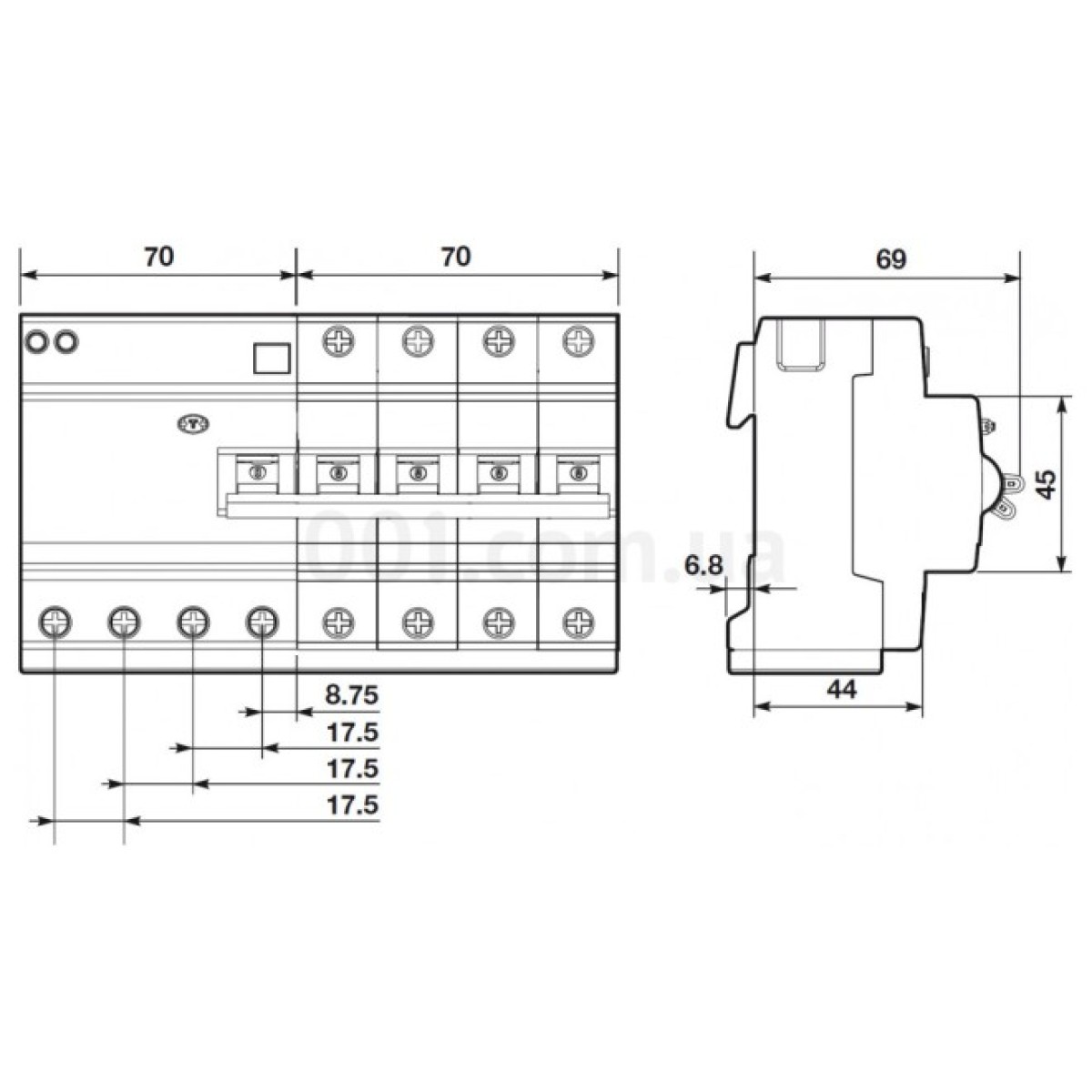 Дифференциальный автоматический выключатель DS204AC-C50/0,03 4P 50А 30мА C 6кА, ABB 98_98.jpg - фото 2