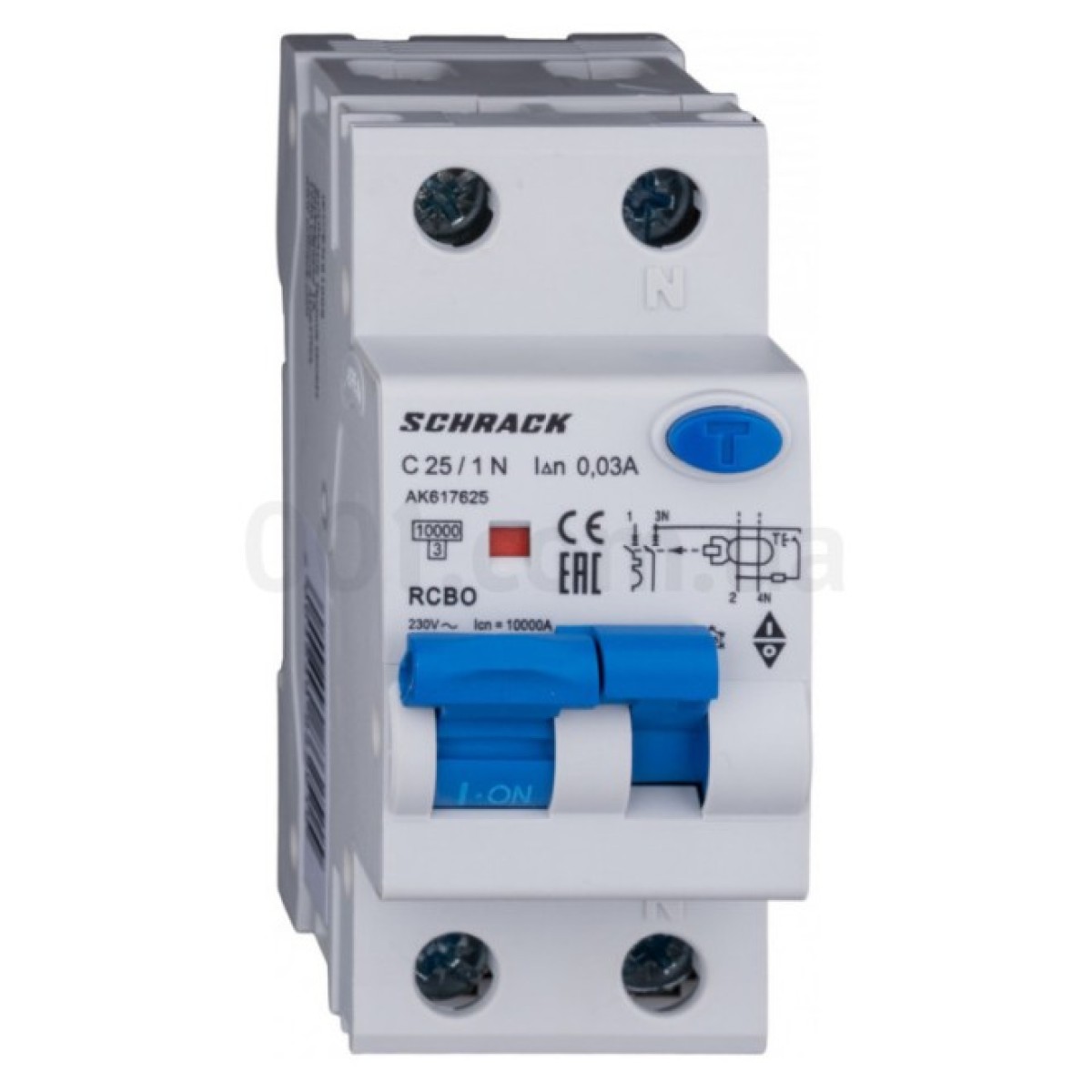 Автоматичний вимикач диференційного струму AMPARO 10кА/30мА 1P+N 25A х-ка C Тип A, Schrack Technik 256_256.jpg