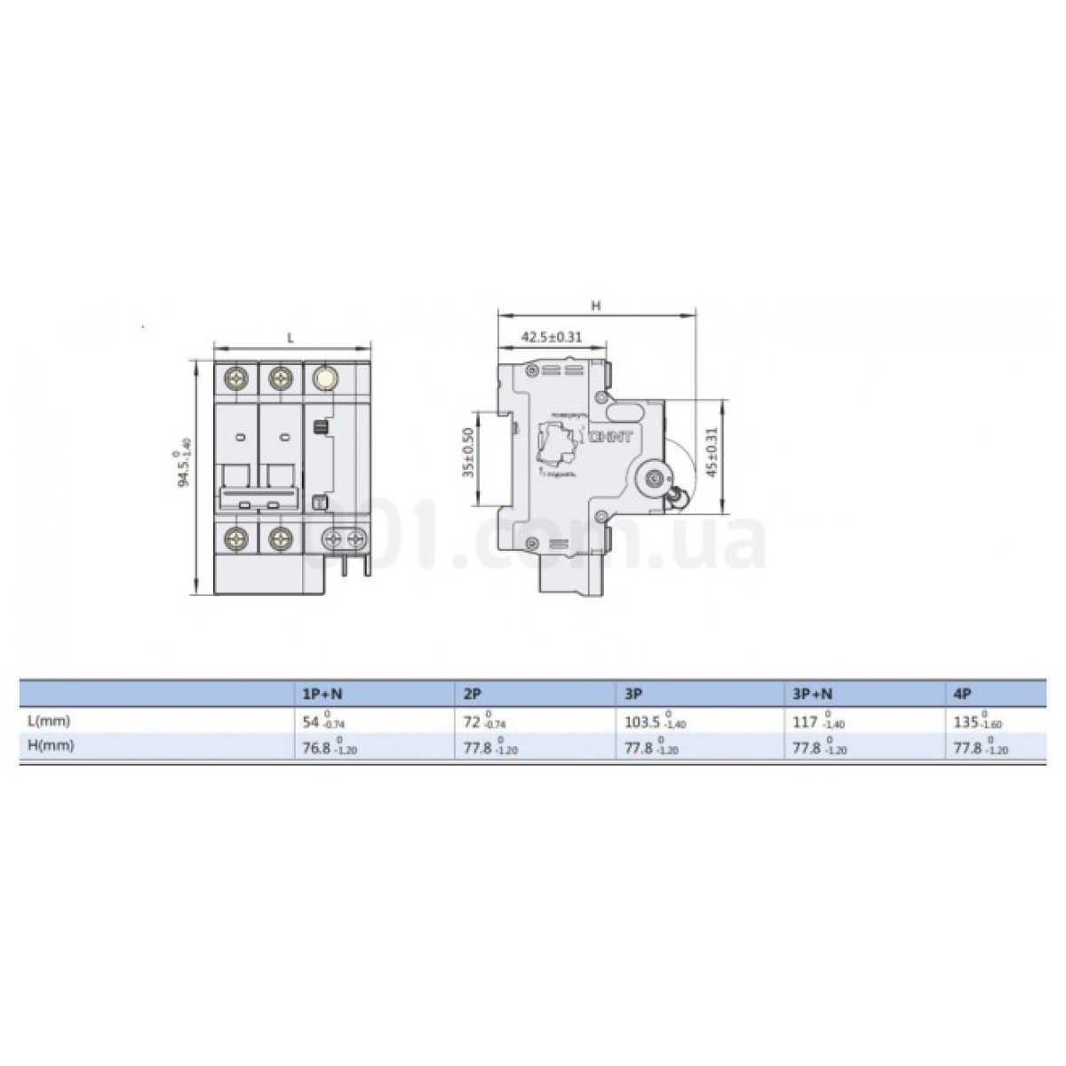 Диференційний автоматичний вимикач NXBLE-63 3P+N C63 30мА тип АС 6кА, CHINT 98_98.jpg - фото 2
