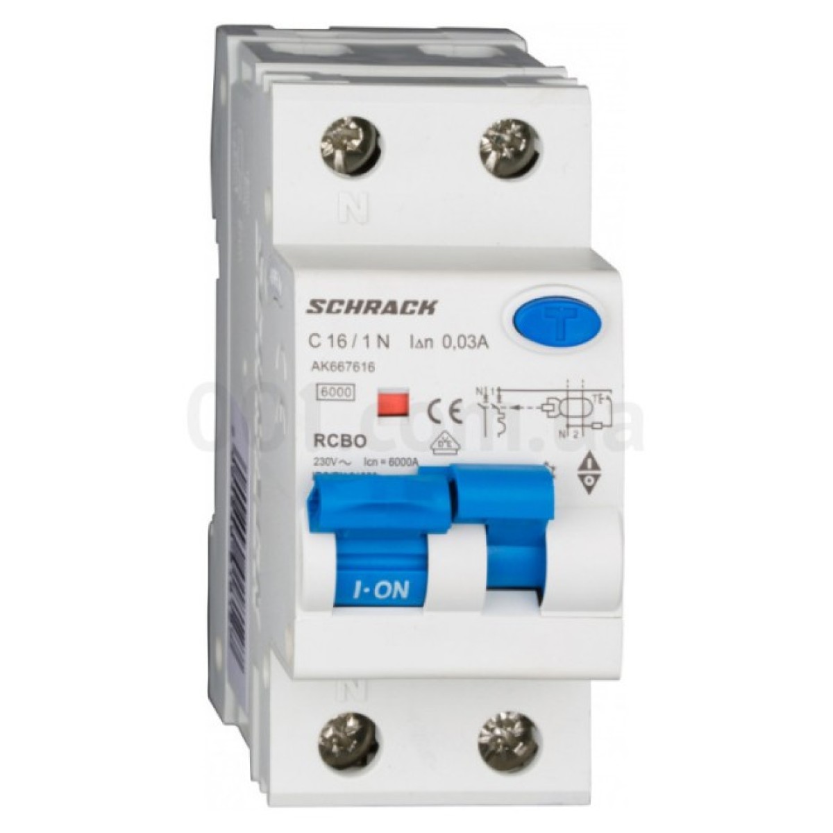 Автоматичний вимикач диференційного струму AMPARO 6кА/30мА 1P+N 16A х-ка C Тип A, Schrack Technik 256_256.jpg