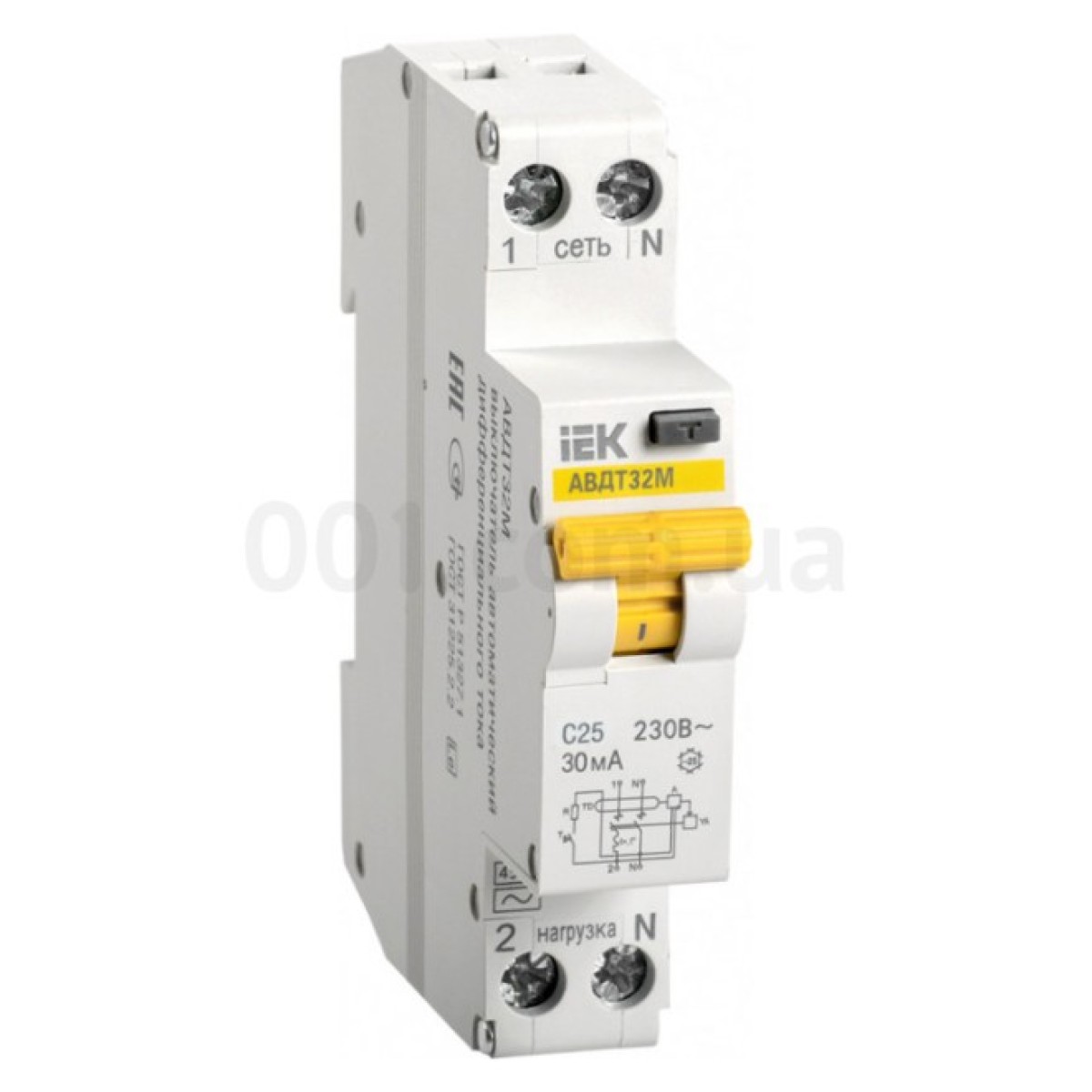 Автоматичний вимикач диференційного струму АВДТ32М 2P 25 А 30 мА хар-ка C тип AC, IEK 256_256.jpg