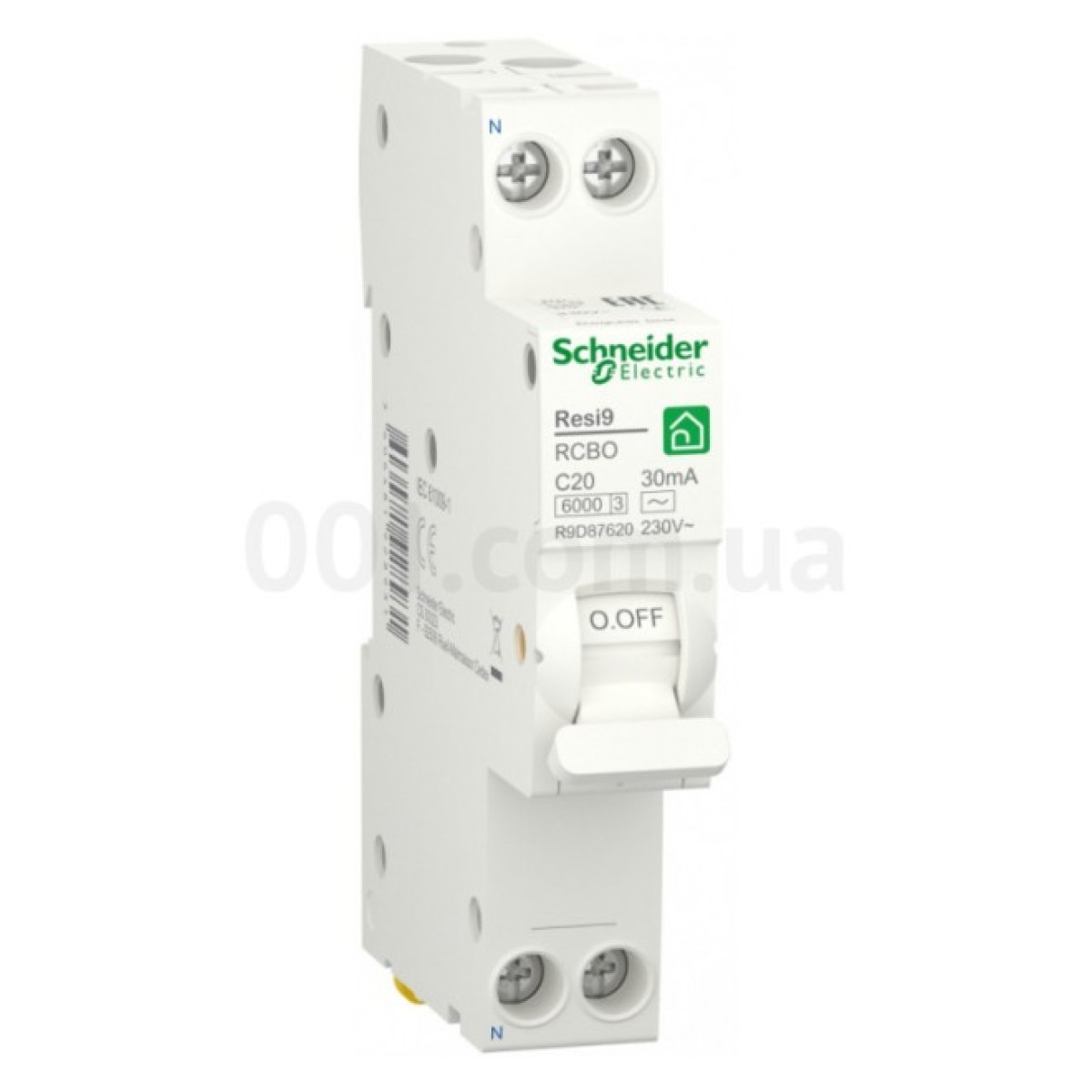 Диференційний автоматичний вимикач RESI9 6кА 1M 1P+N 20A хар-ка C 30мА тип АC, Schneider Electric 98_98.jpg - фото 1