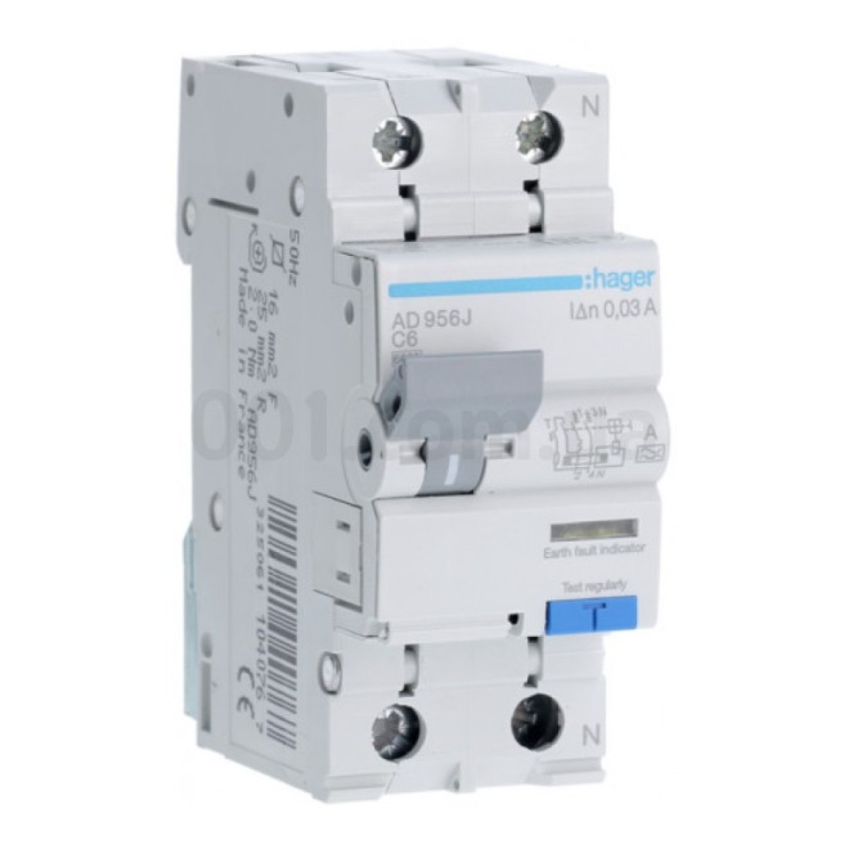 Диференційний автоматичний вимикач AD956J 1P+N 6kA C-6A 30mA тип A, Hager 256_256.jpg
