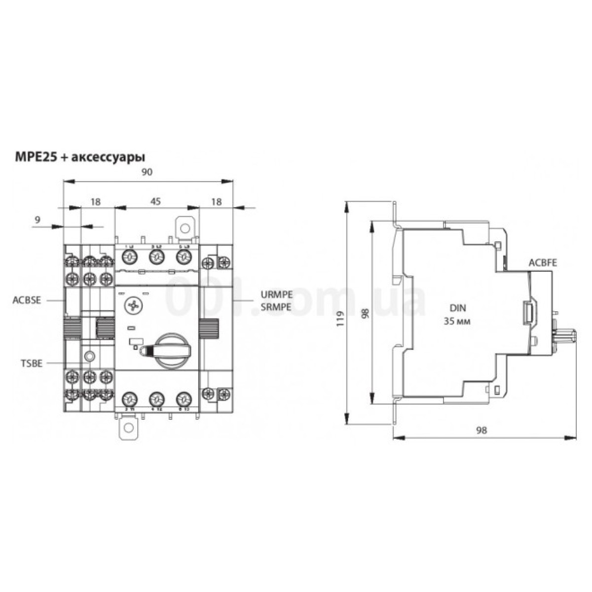 Автоматический выключатель защиты двигателя MPE25-32 (25-32А), ETI 98_98.jpg - фото 2