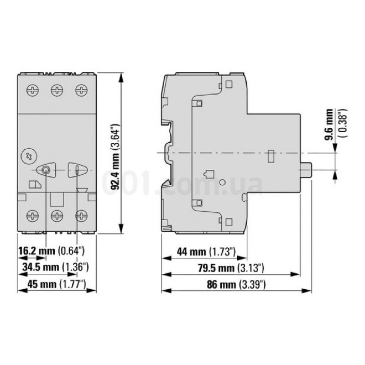 Автоматичний вимикач захисту двигуна PKZM01-2,5 Ir=1,6...2,5А, Eaton (Moeller) 98_98.jpg - фото 3